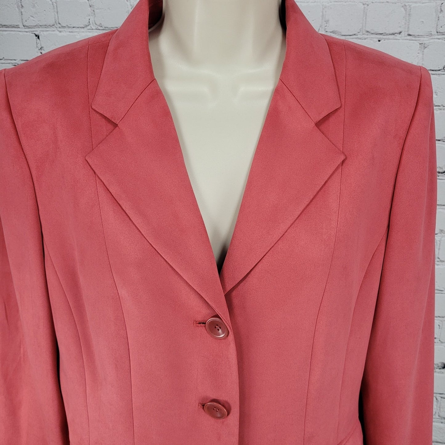 Talbots Pink Microfiber 3 Button Notch Lightweight Blazer Jacket Size 12P