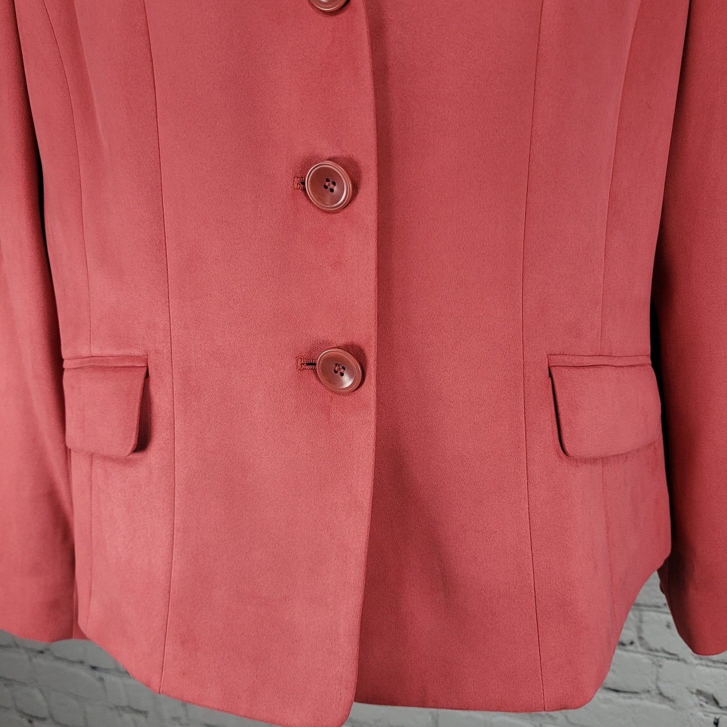 Talbots Pink Microfiber 3 Button Notch Lightweight Blazer Jacket Size 12P