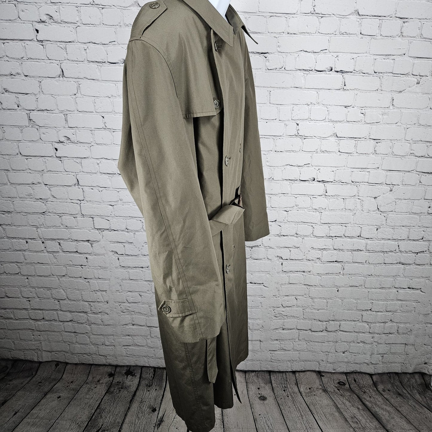 Hart Schaffner Marx Brown Belted Removable Wool Blend Liner Trench Coat 44L