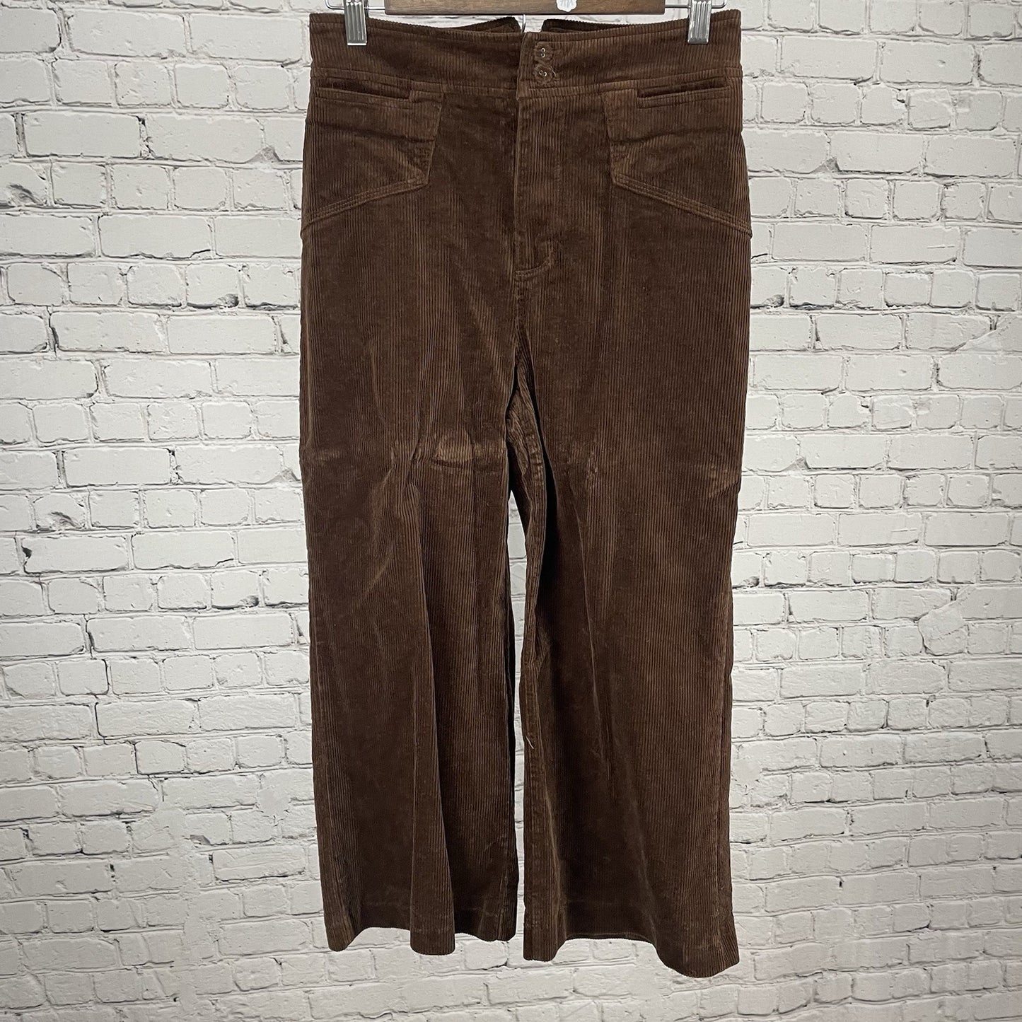 7 For All Mankind Brown Velvety Corduroy High Rise Crop Wide Leg Pants 2 (27x23)