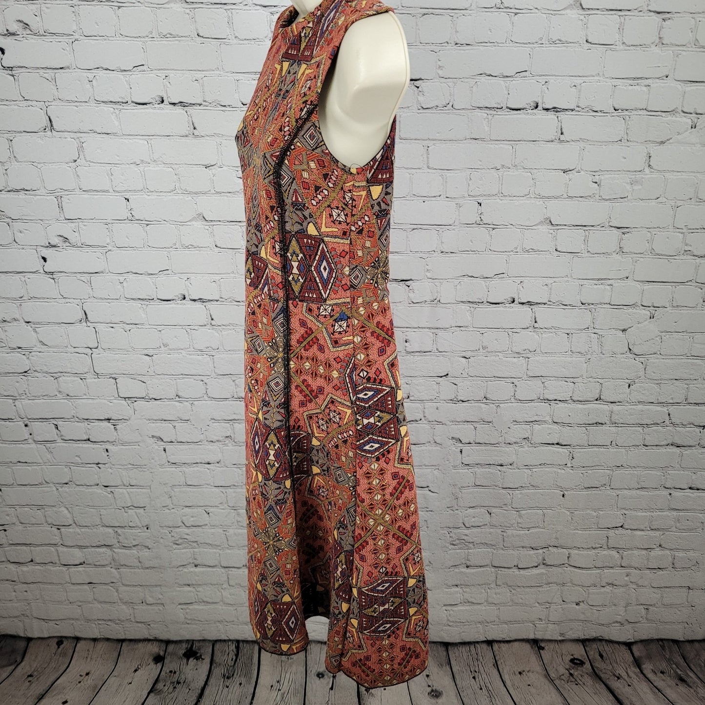 Zara Trafaluc Orange Geometric Fall Winter Collection Stretch Dress Size Small S