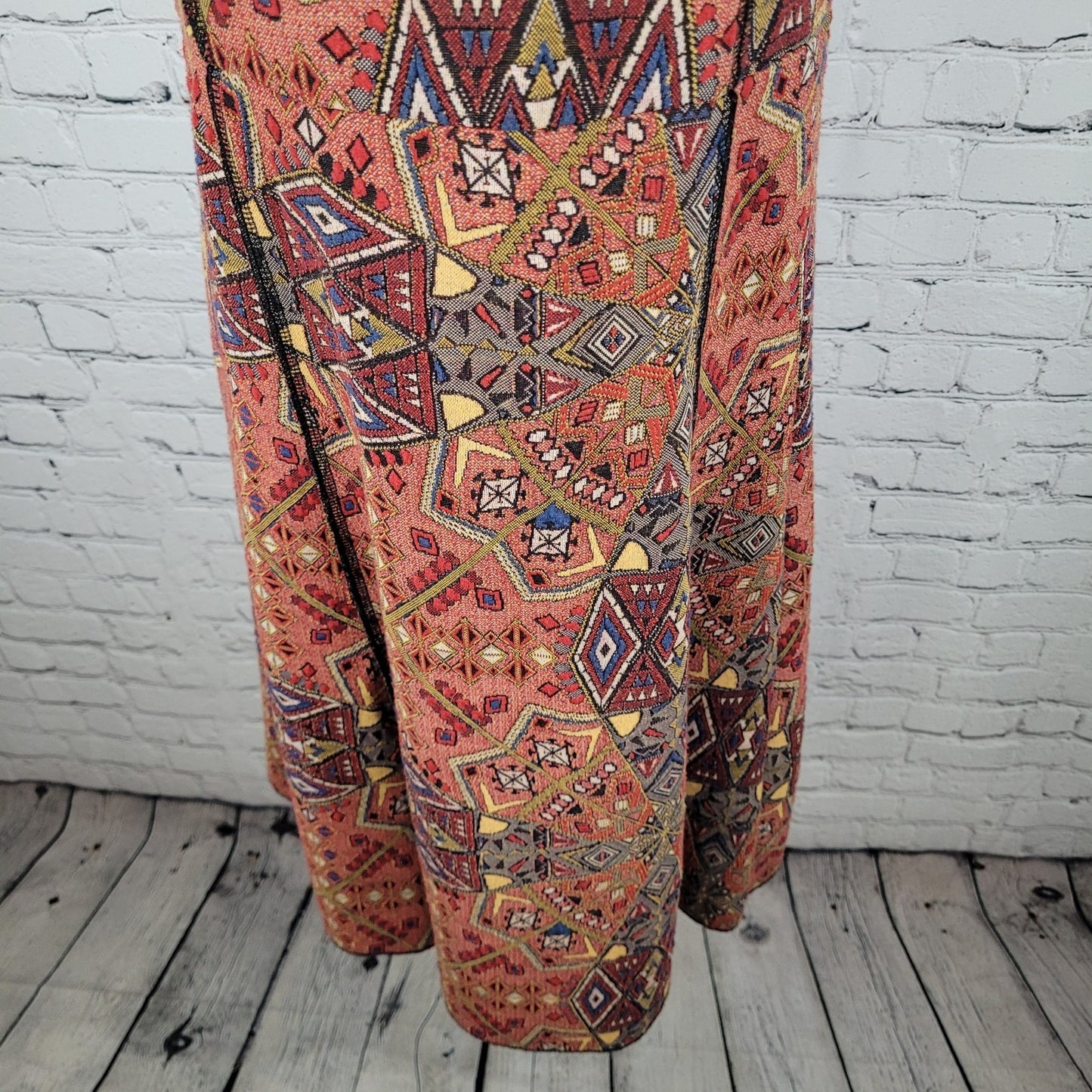 Zara Trafaluc Orange Geometric Fall Winter Collection Stretch Dress Size Small S