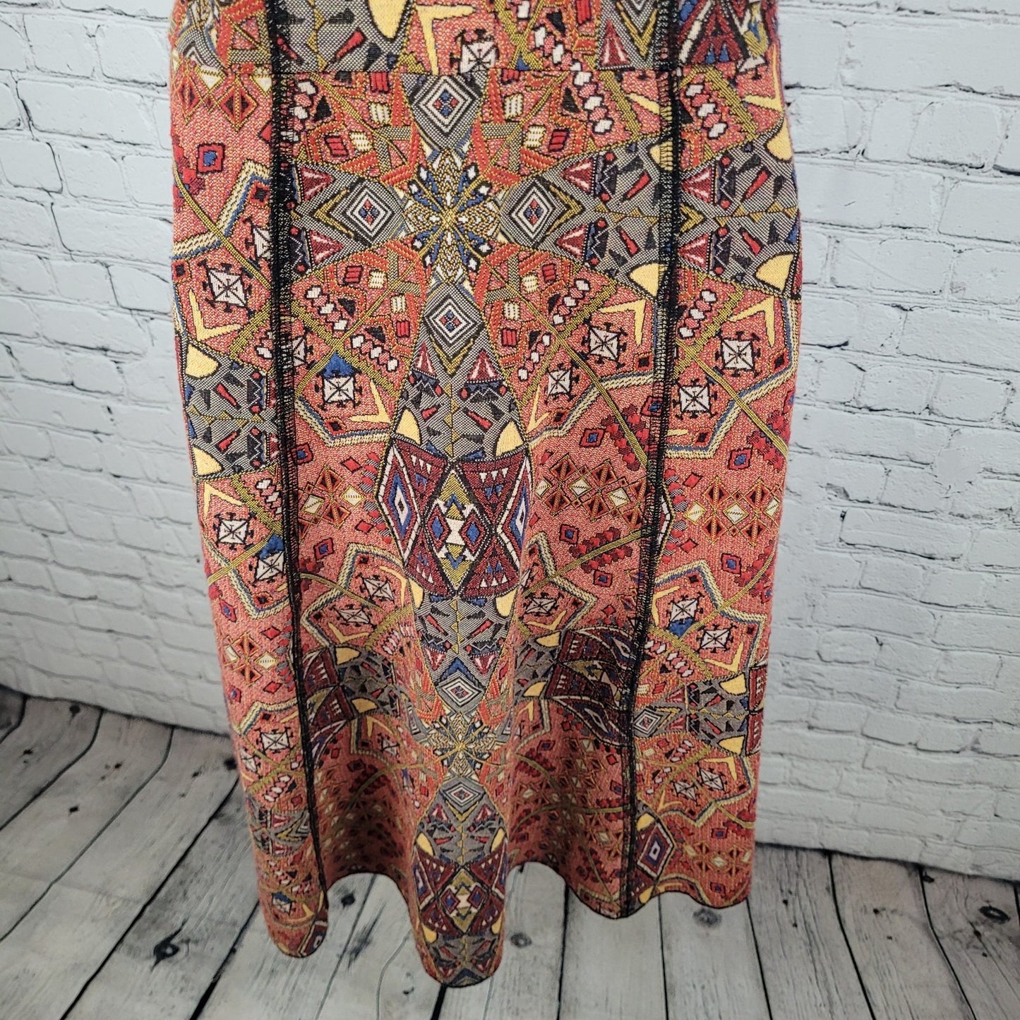 Zara Trafaluc Orange Geometric Fall Winter Collection Stretch Dress Size Small S