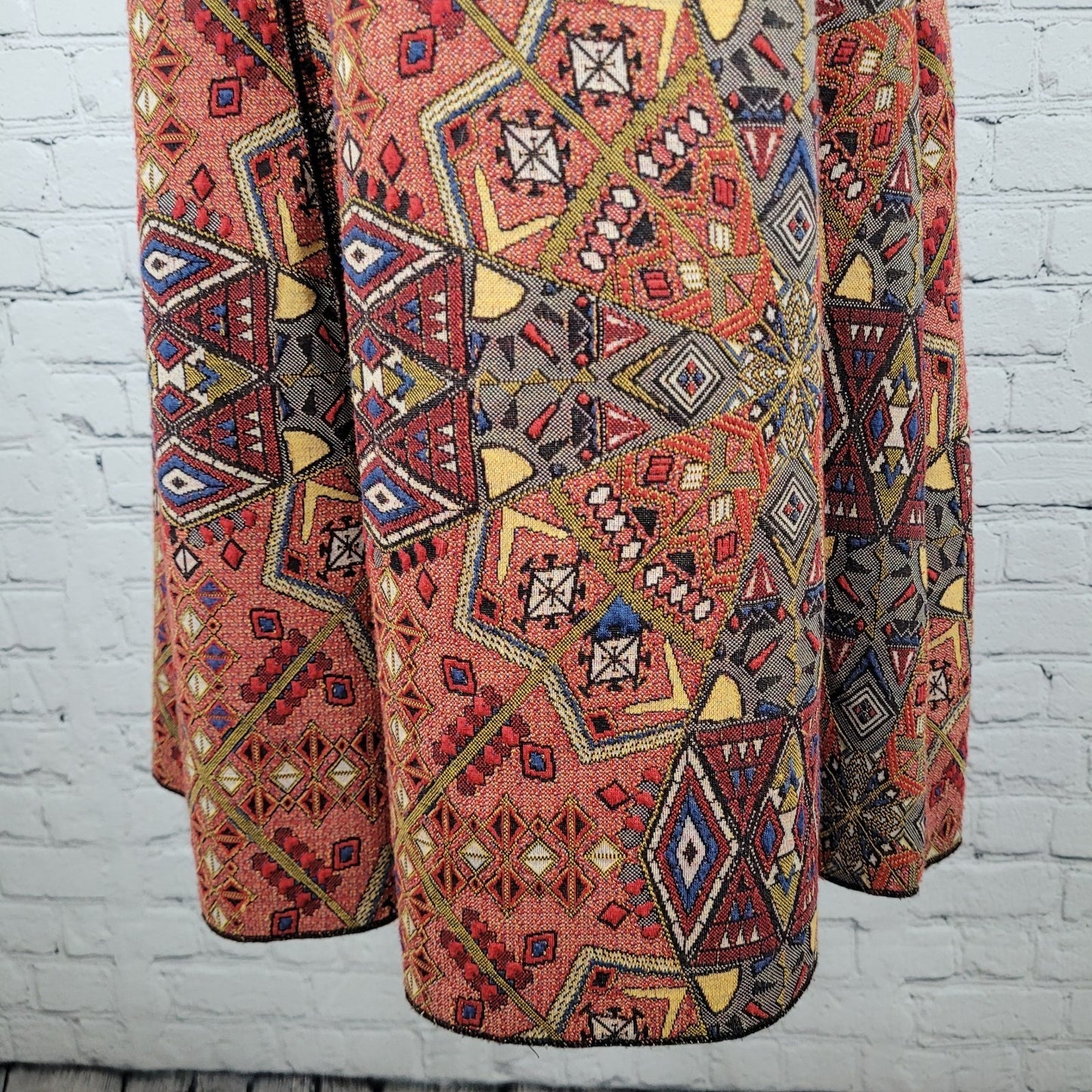 Zara Trafaluc Orange Geometric Fall Winter Collection Stretch Dress Size Small S
