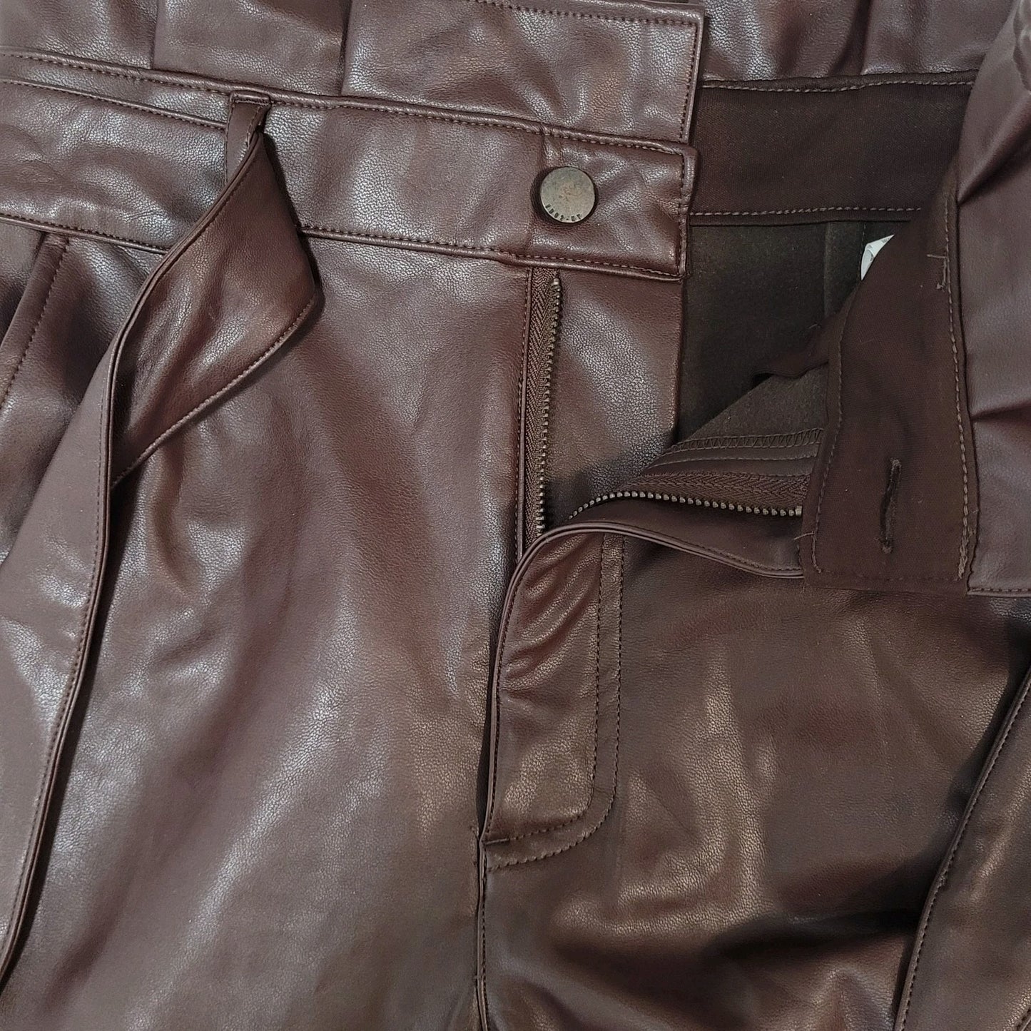 Abercrombie & Fitch Brown Faux Leather Stretch Paperbag Pants Size XS (24x26)
