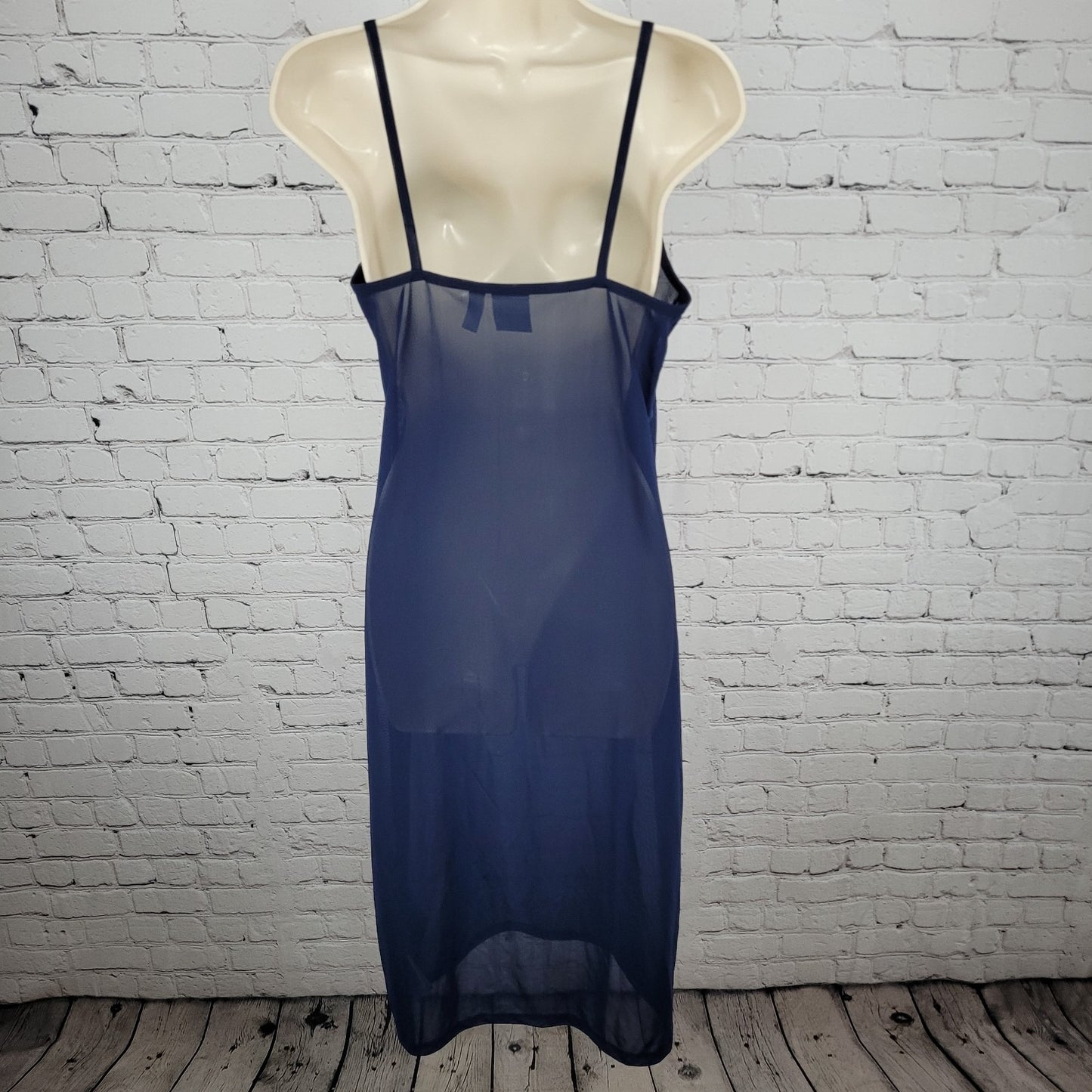 Adidas Navy Mesh Sheer Stretch Midi Tank Slip Dress Athleisure Sporty Medium M