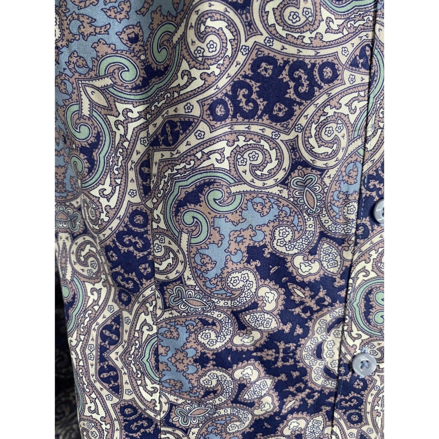 Chicos Purple White Blue Paisley Long Sleeve Collared Button Up Blouse Womens M