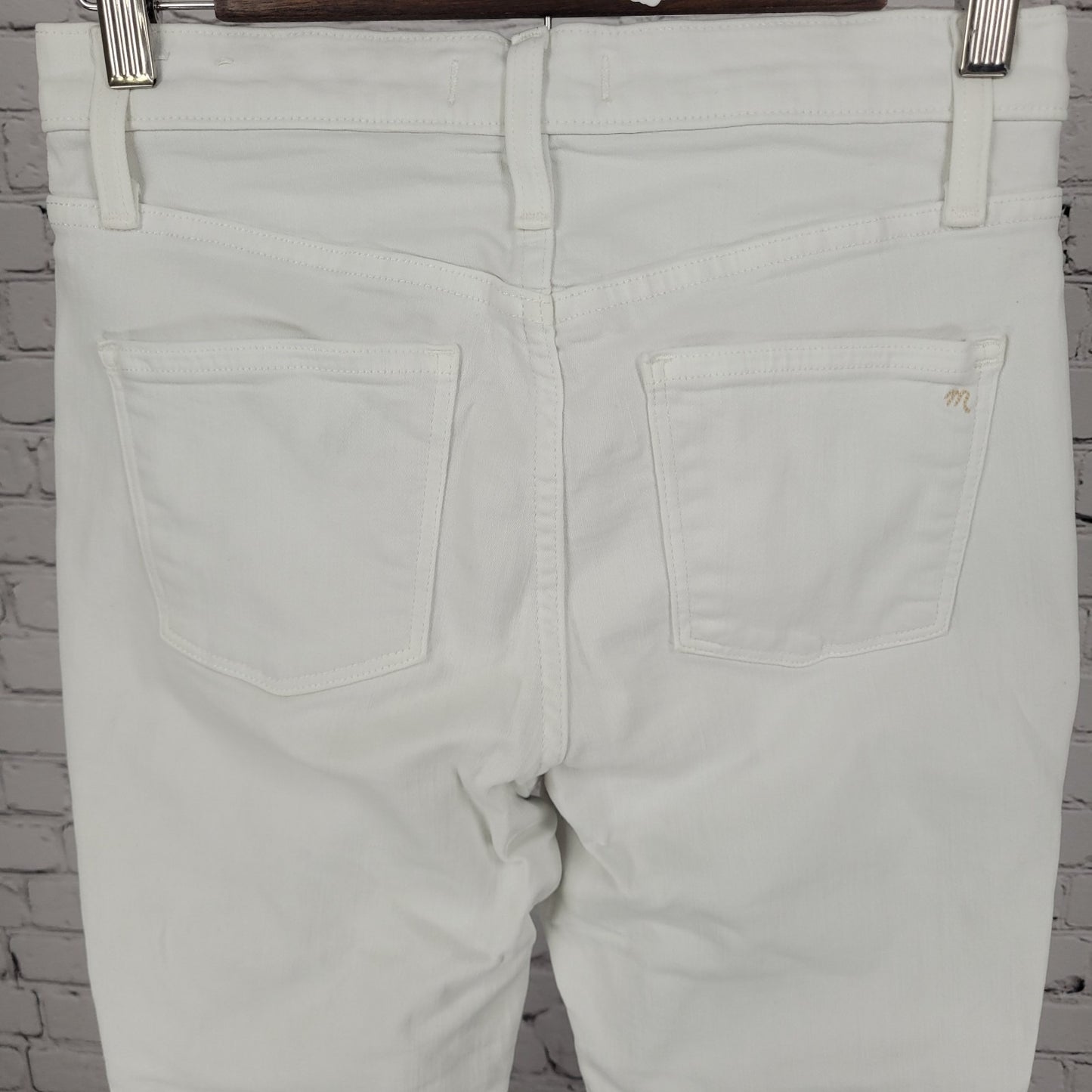 Madewell White Denim 10" High Rise Skinny Crop Stretch Jeans Size 27 (27x26)
