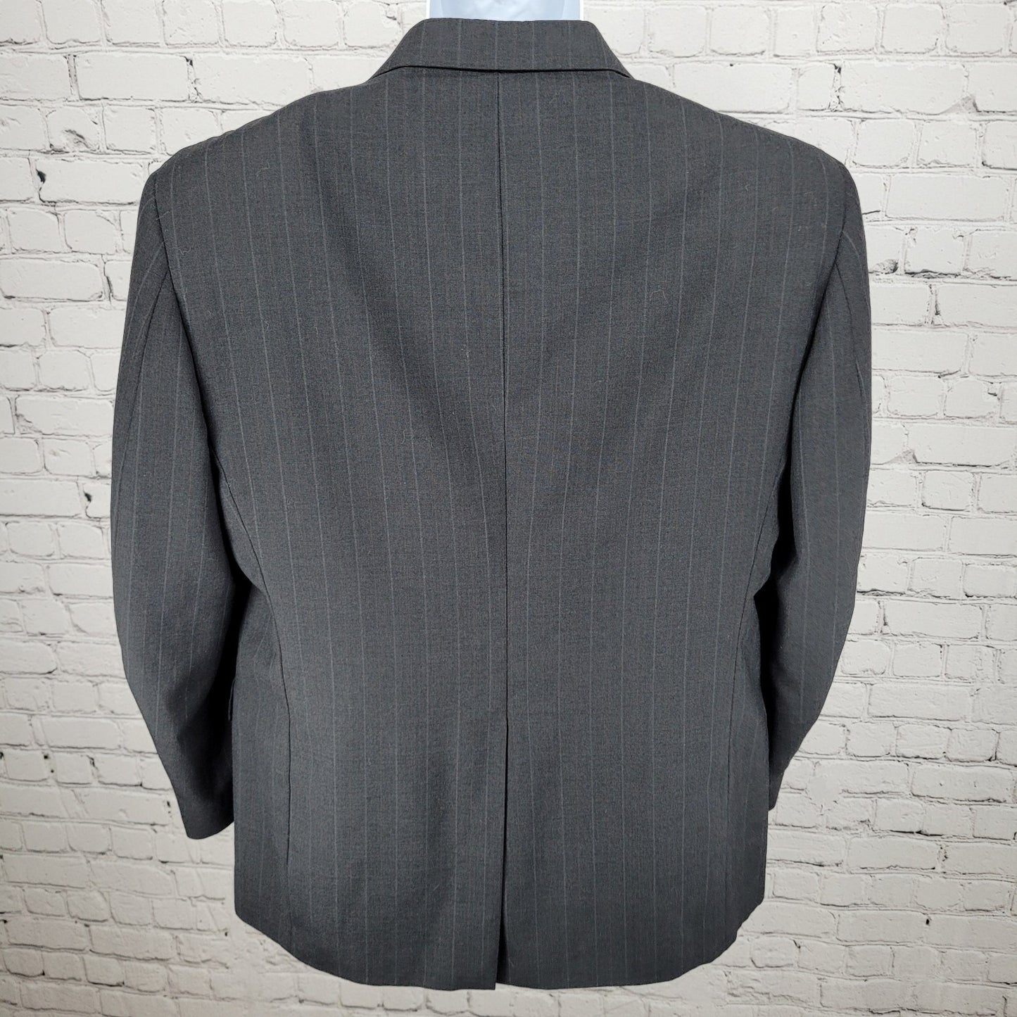 Towncraft Grey Worsted Wool Blend Pinstriped 2 Button Blazer Sport Coat Size 42