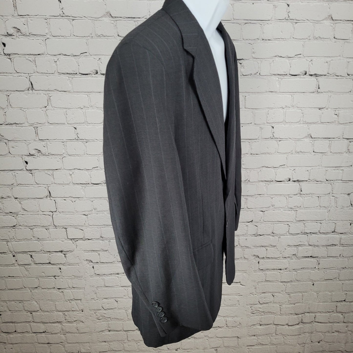 Towncraft Grey Worsted Wool Blend Pinstriped 2 Button Blazer Sport Coat Size 42