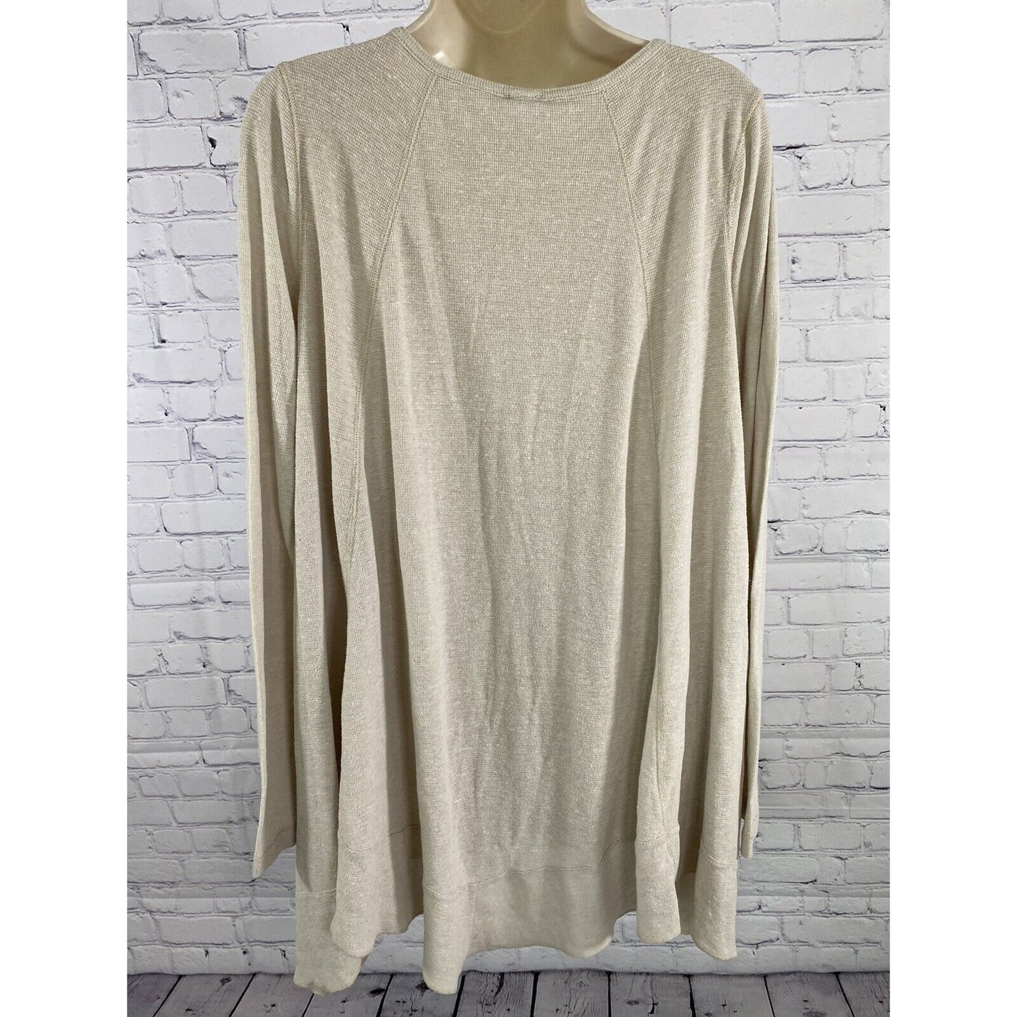 We The Free Free People Beige Long Sleeve Oversized Light Sweater Tunic Top S
