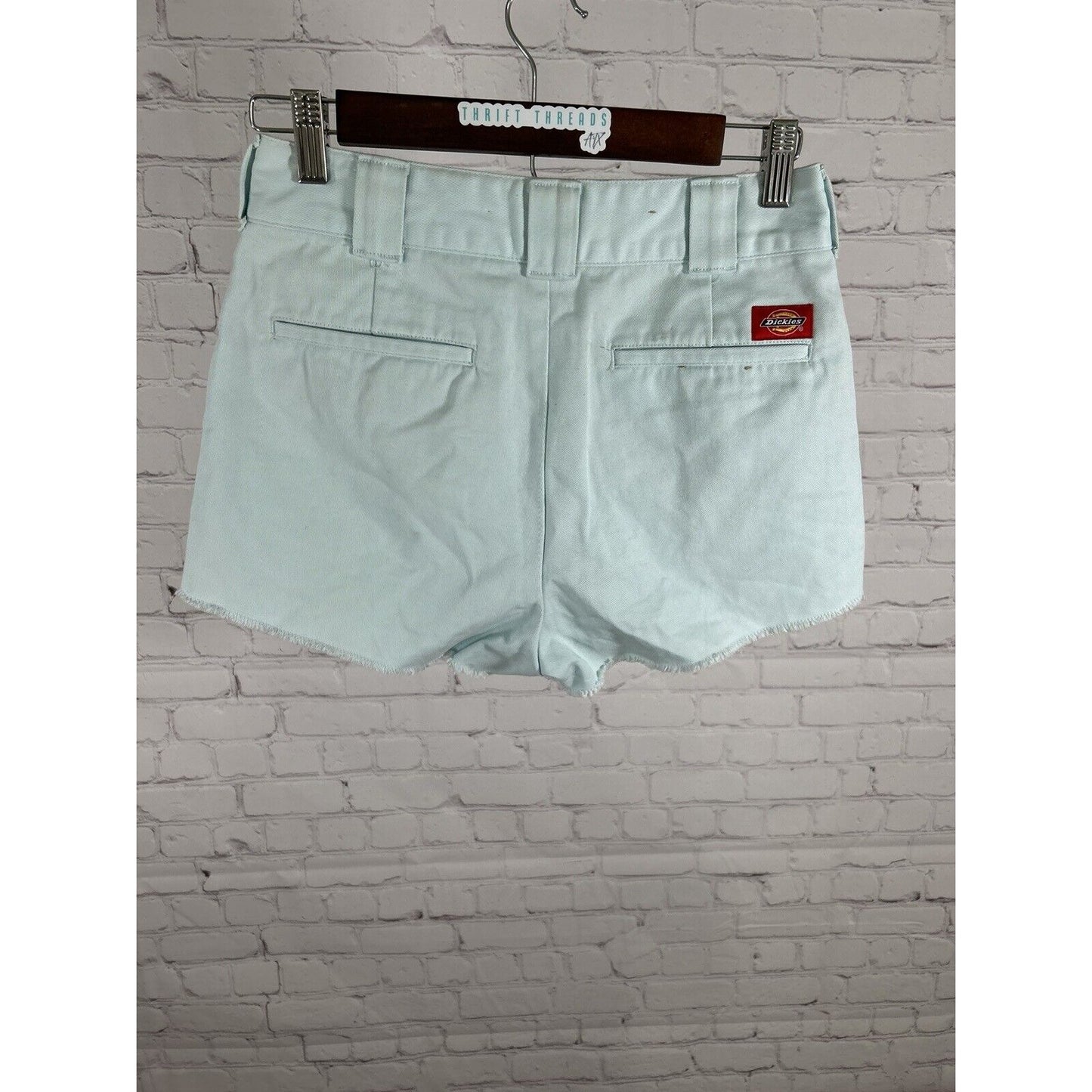 Dickies Sky Blue Mid Rise Distressed Frayed Edges Denim Jean Shorts (26 x 2)