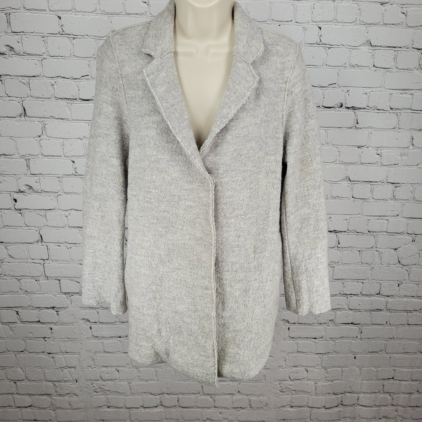Boden Light Heathered Grey Snap Closure Pockets Collared Jacket Size 6R