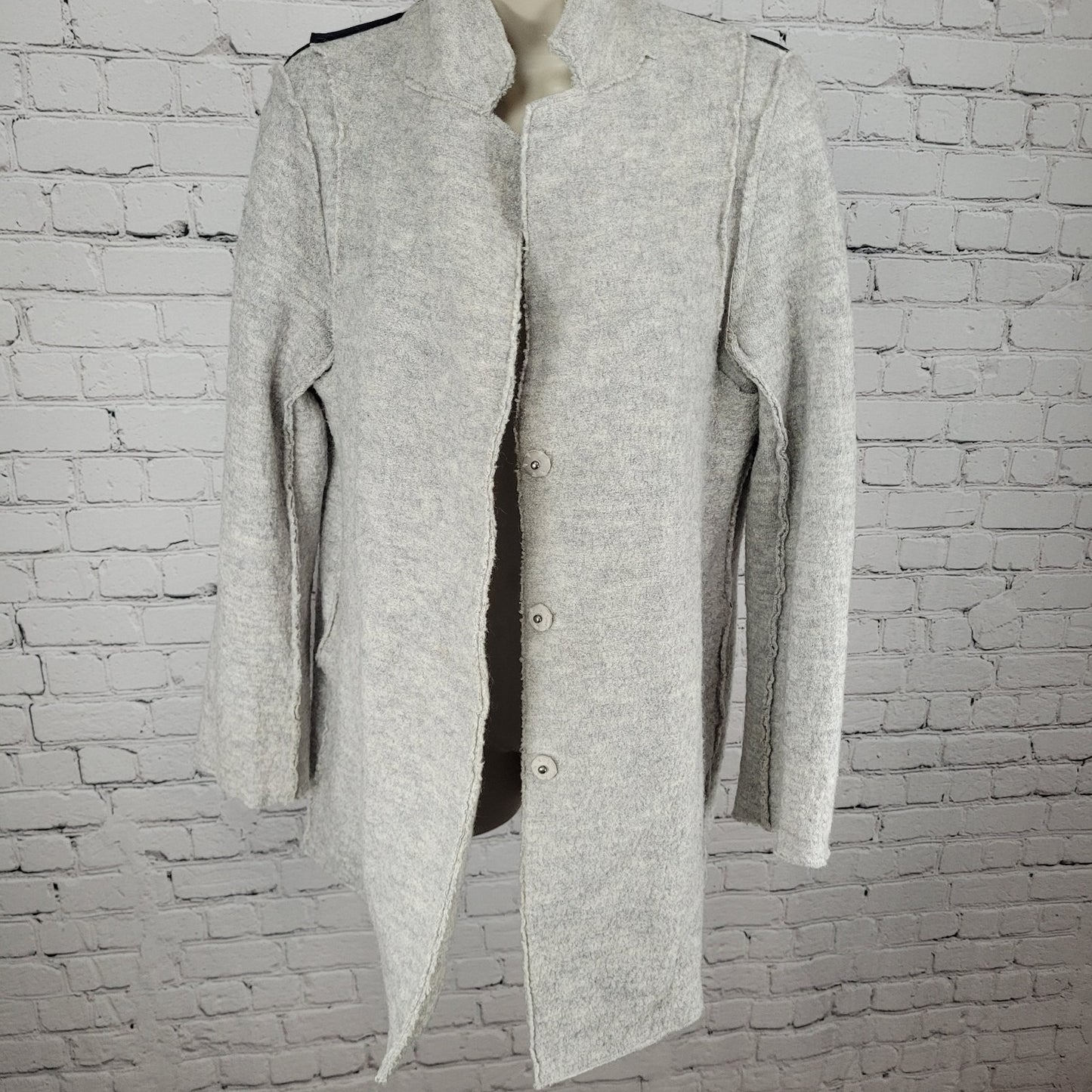 Boden Light Heathered Grey Snap Closure Pockets Collared Jacket Size 6R