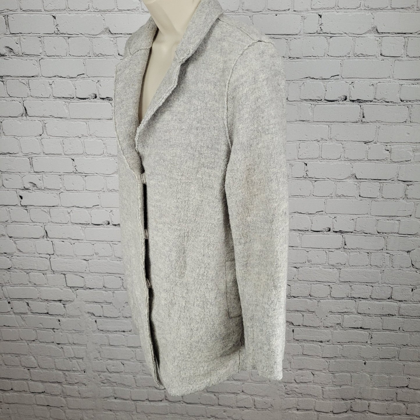 Boden Light Heathered Grey Snap Closure Pockets Collared Jacket Size 6R