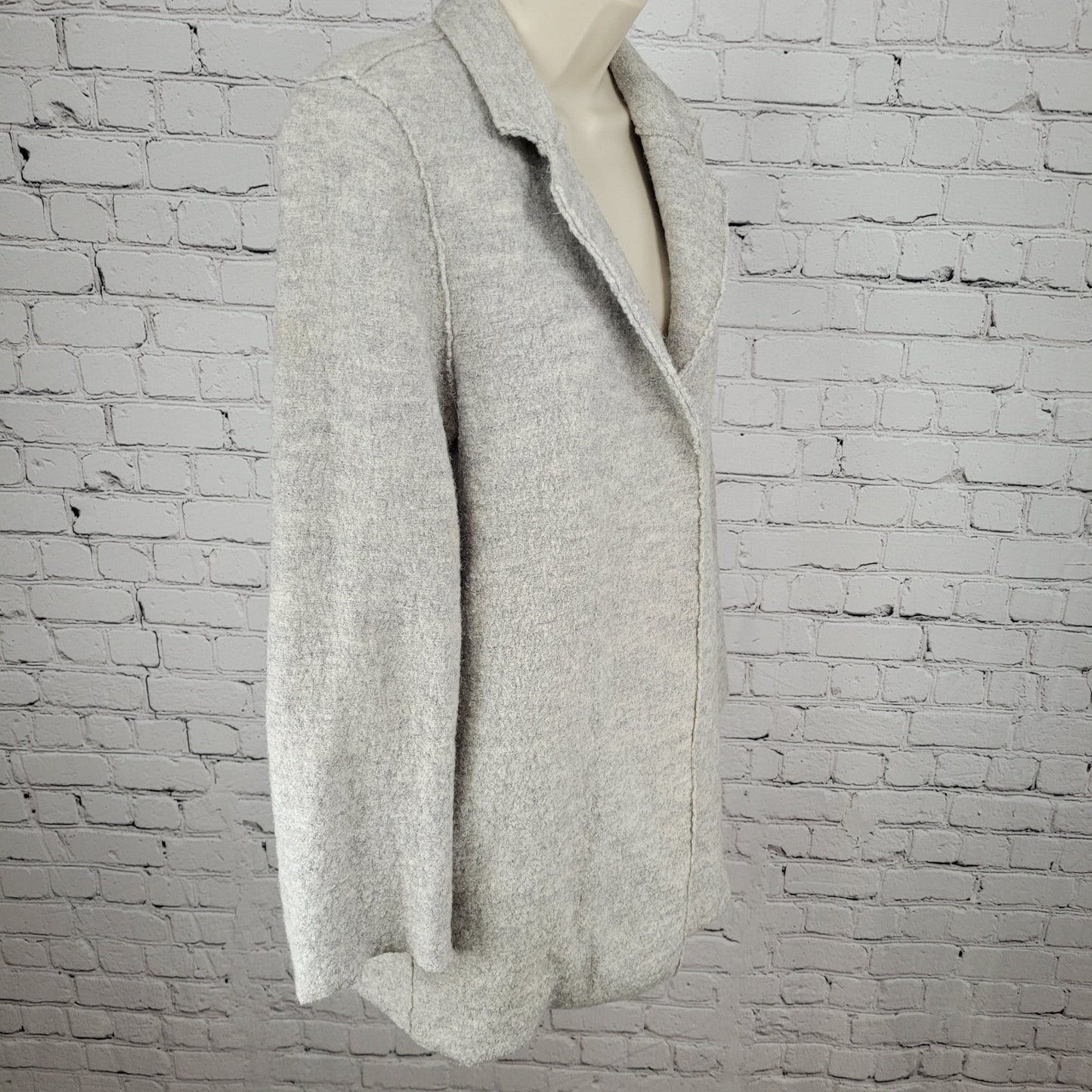 Boden Light Heathered Grey Snap Closure Pockets Collared Jacket Size 6R