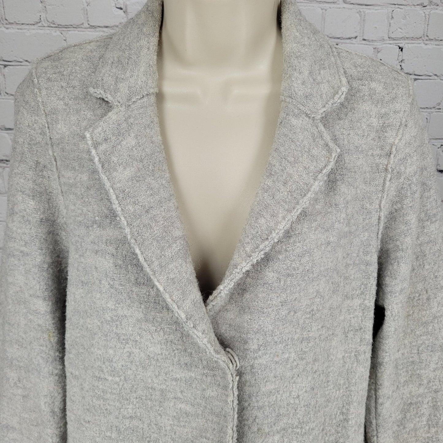 Boden Light Heathered Grey Snap Closure Pockets Collared Jacket Size 6R
