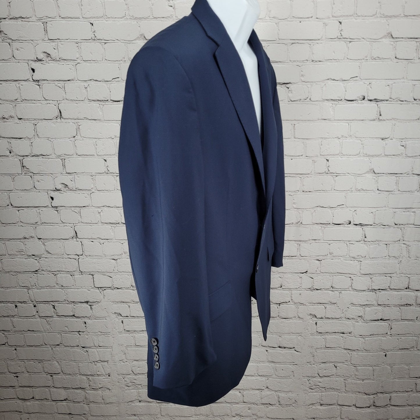David Donahue Navy 100% Wool Luxury Super 150's Ryan Notch Blazer Sport Coat 42R