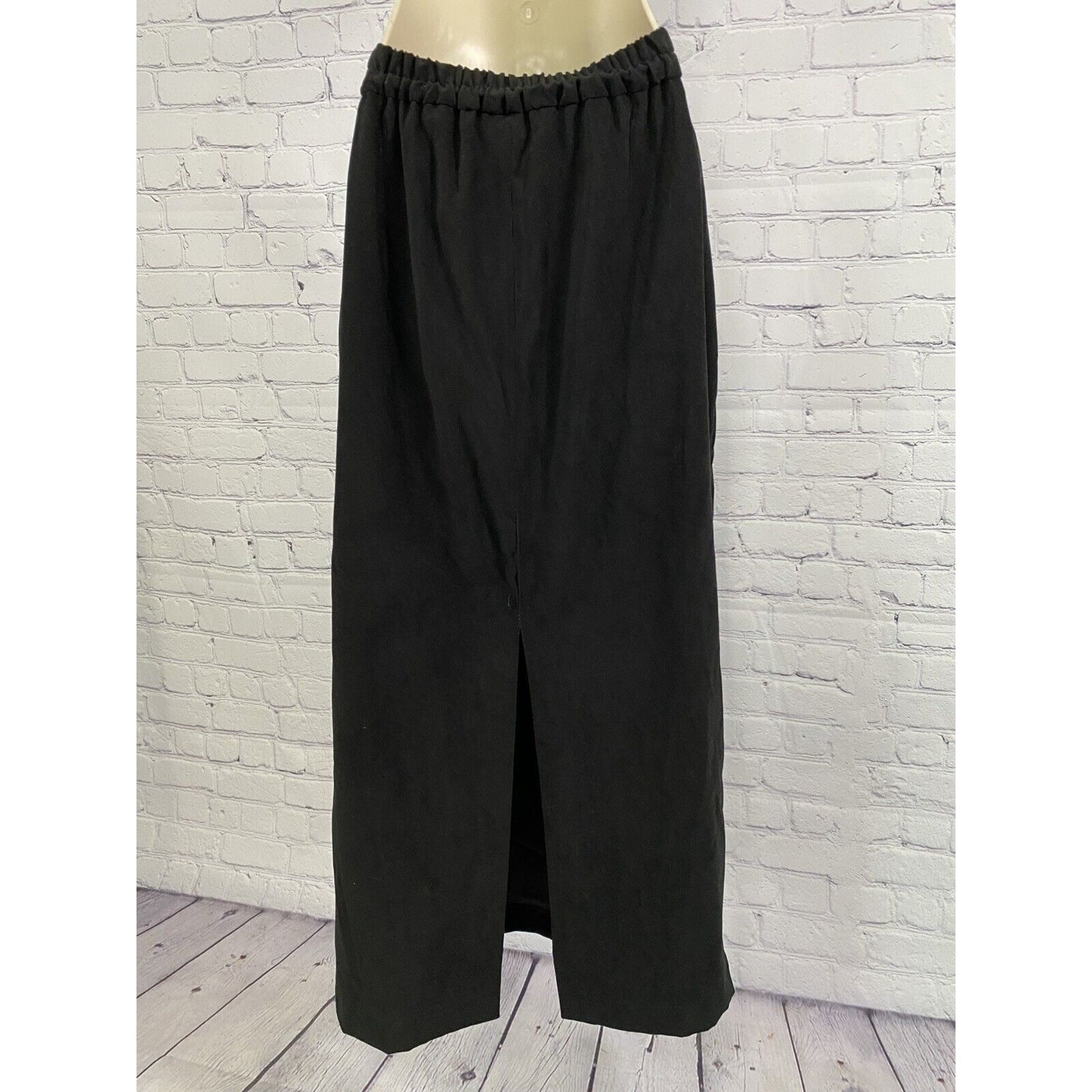 New Frontier Vintage Long Black Straight/ Pencil Skirt Elastic Waist M Medium