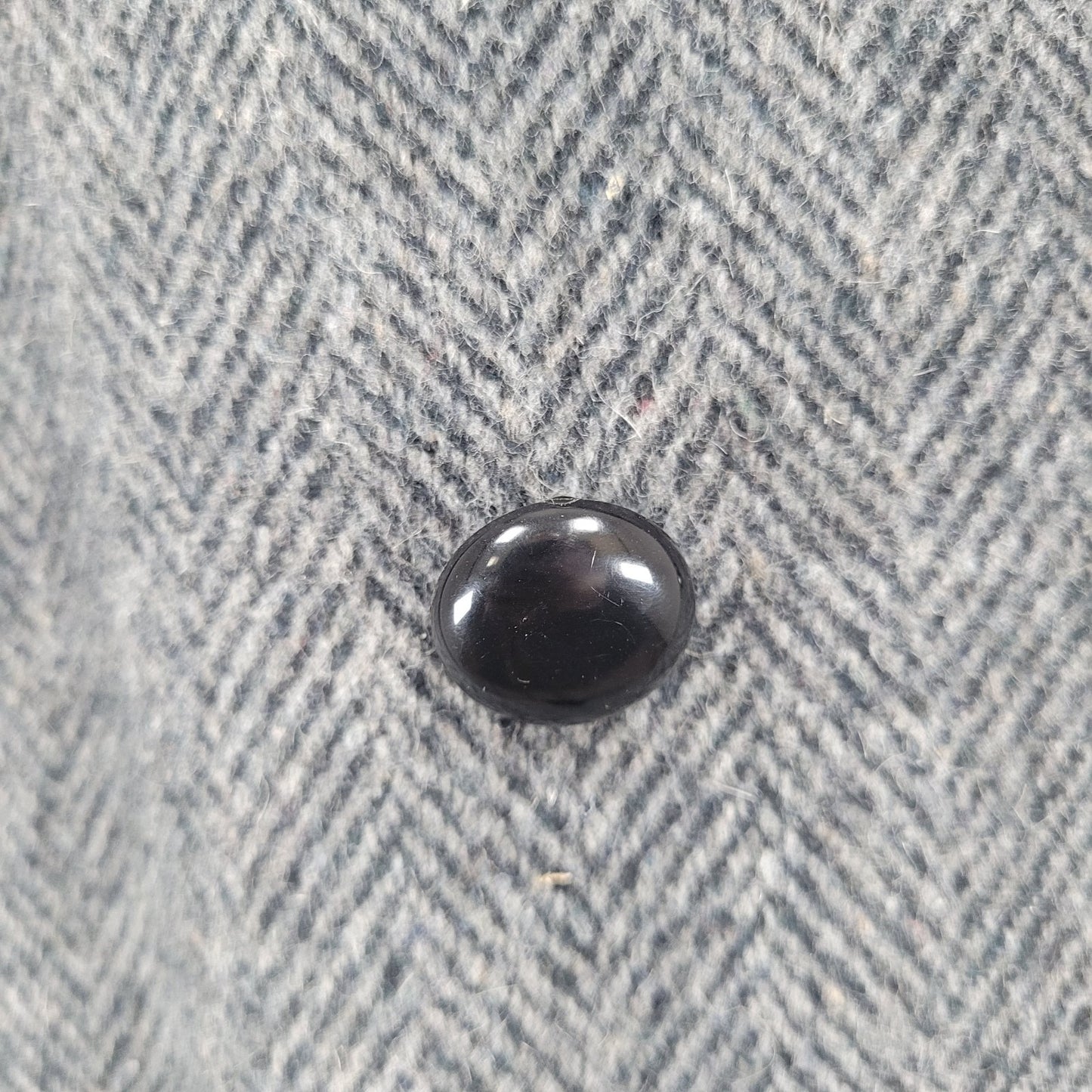 VTG Campari Grey Tweed Herringbone Pea Coat Puff Sleeve Retro USA Made Size L/XL