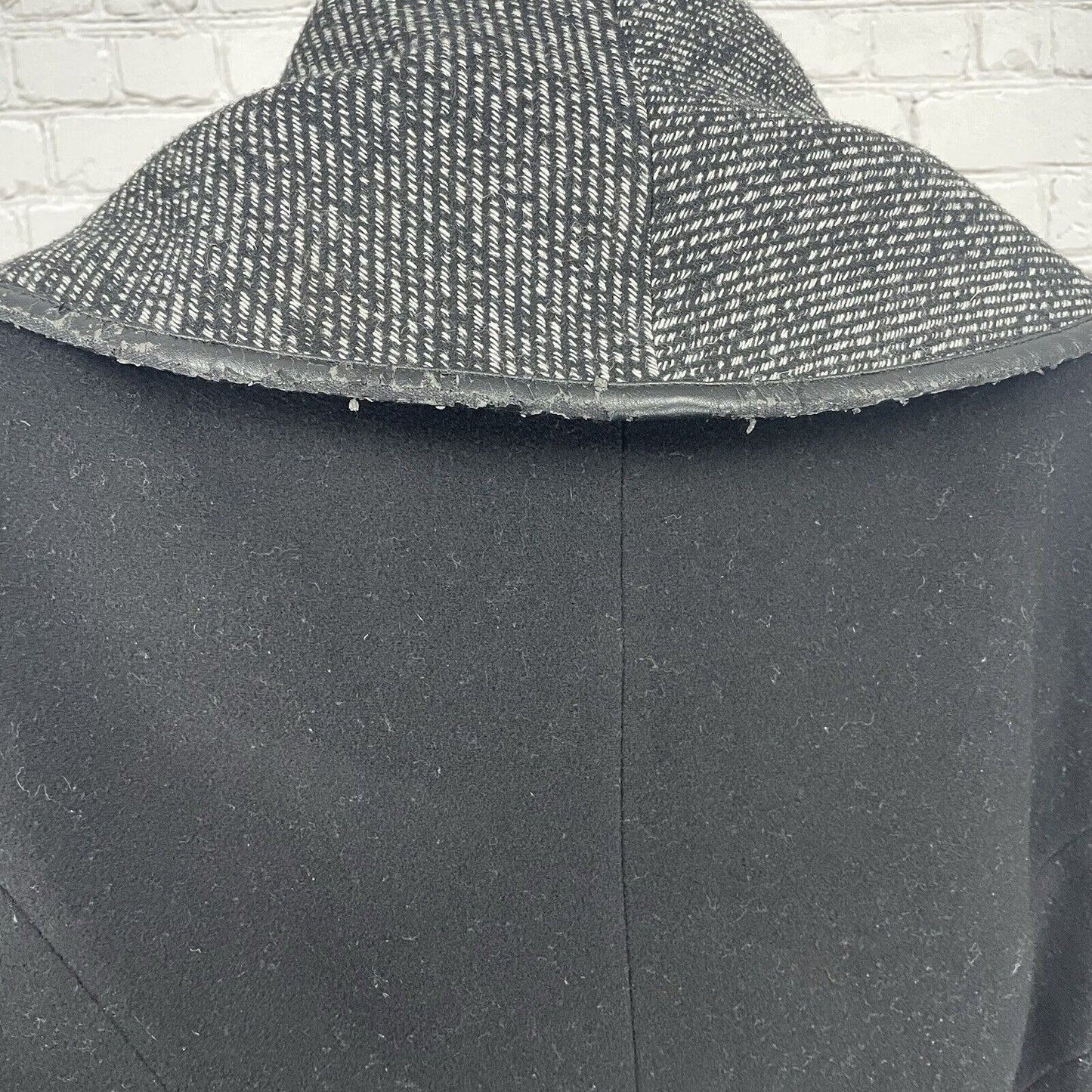 Trina Turk Black Wool Blend Weave Belted Snap Button Wrap Coat Size XL