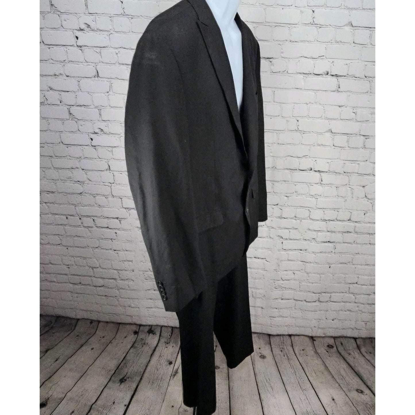 Beverly Hills Polo Club Black 2 Button Peak Full Suit 2 Piece Set 50R (42x30)