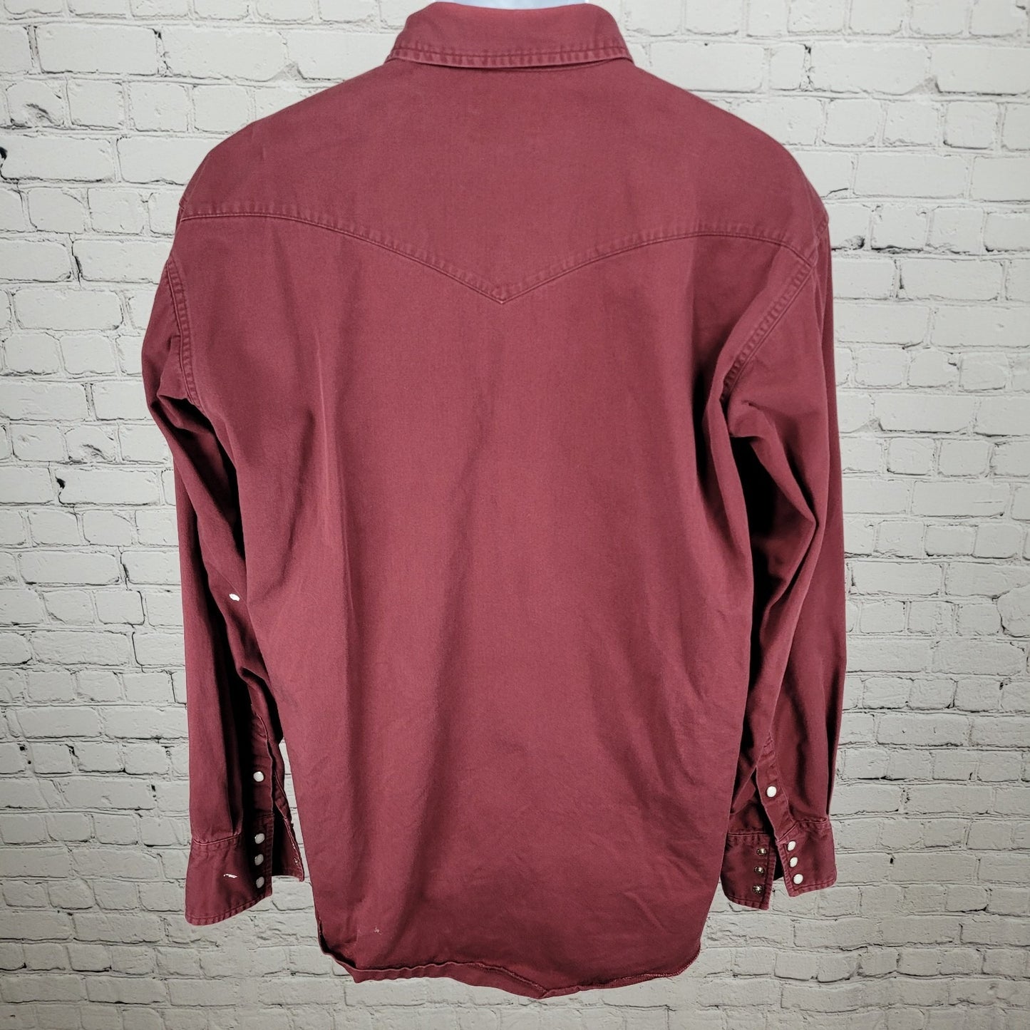 VTG Wrangler Dark Red Cowboy Workwear Western Pearl Snap Long Sleeve Shirt 2XL