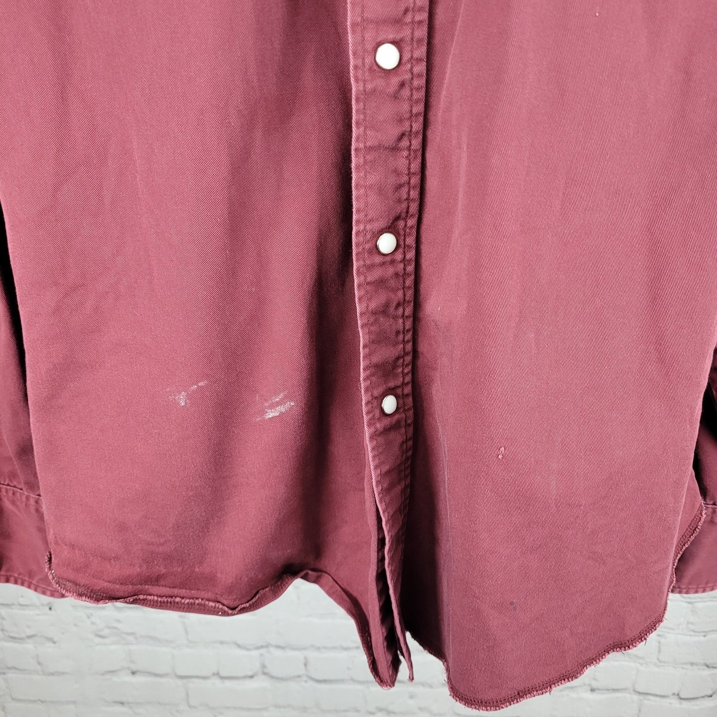 VTG Wrangler Dark Red Cowboy Workwear Western Pearl Snap Long Sleeve Shirt 2XL