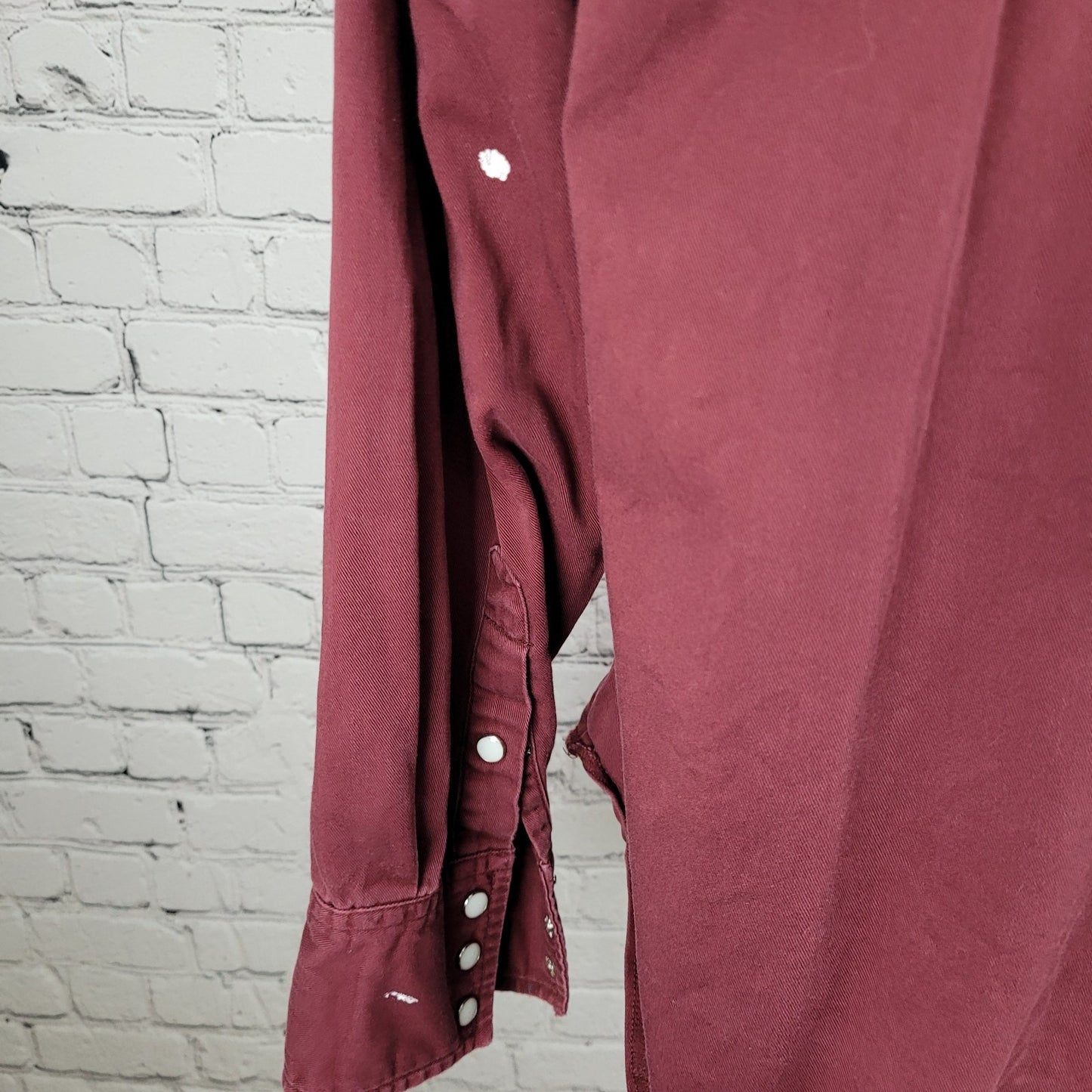 VTG Wrangler Dark Red Cowboy Workwear Western Pearl Snap Long Sleeve Shirt 2XL