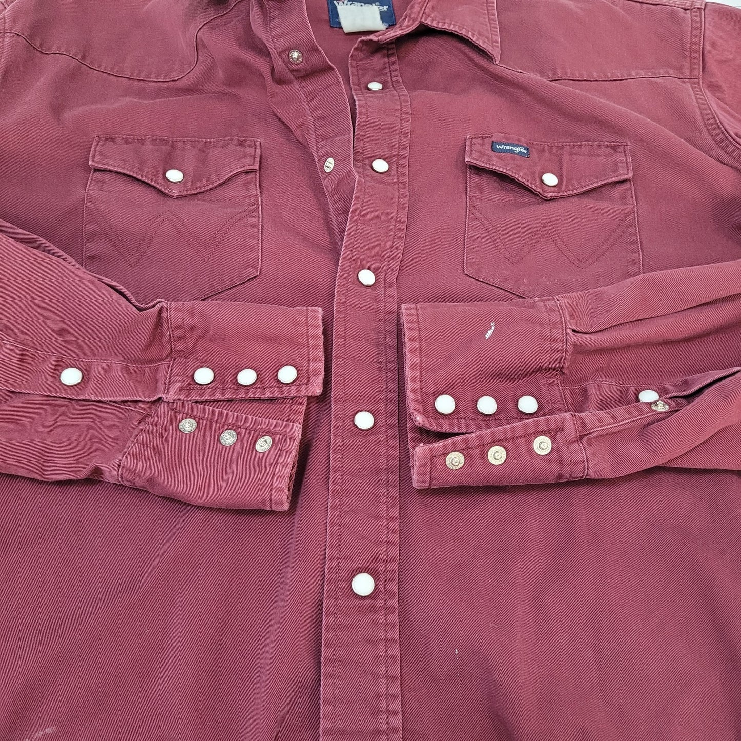 VTG Wrangler Dark Red Cowboy Workwear Western Pearl Snap Long Sleeve Shirt 2XL