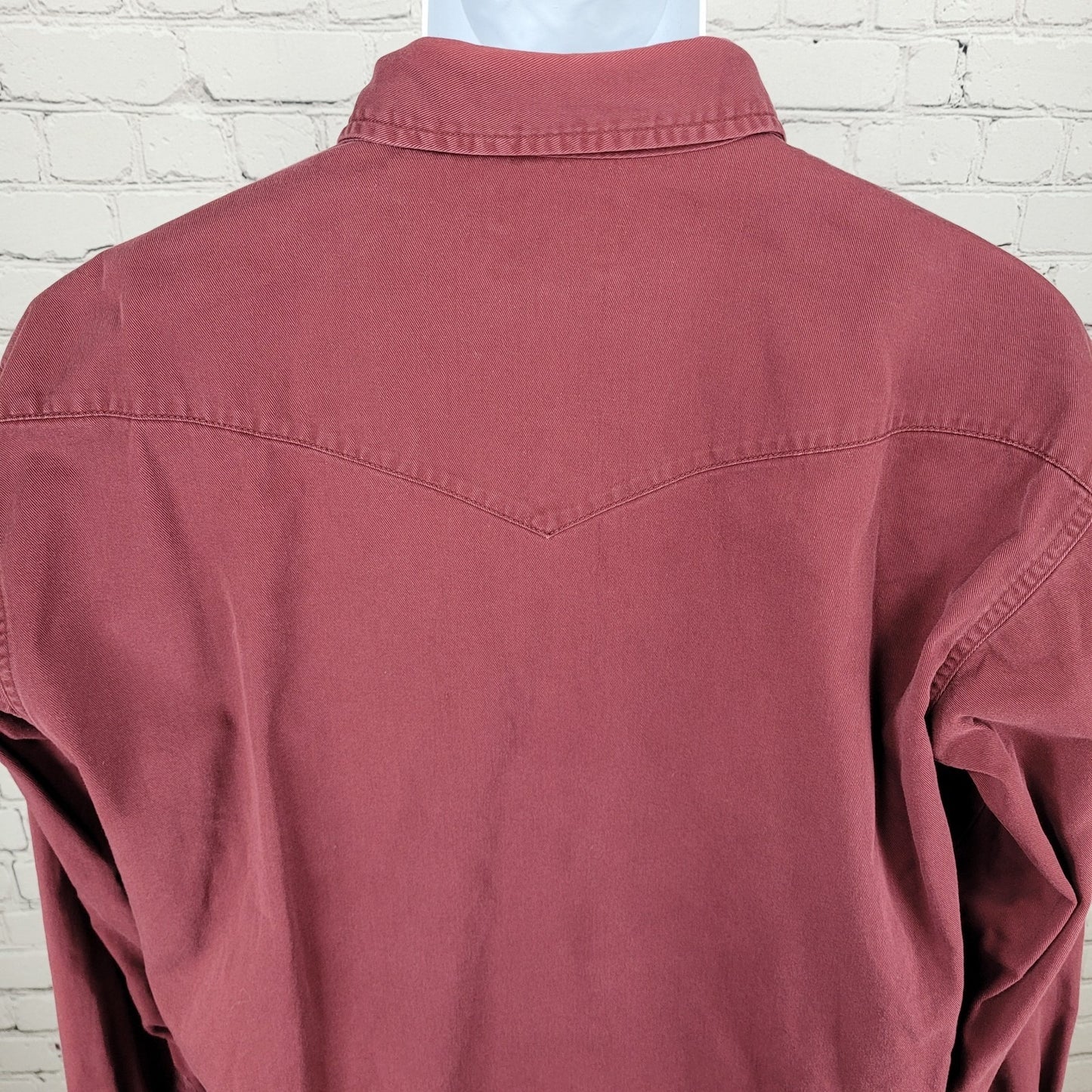 VTG Wrangler Dark Red Cowboy Workwear Western Pearl Snap Long Sleeve Shirt 2XL