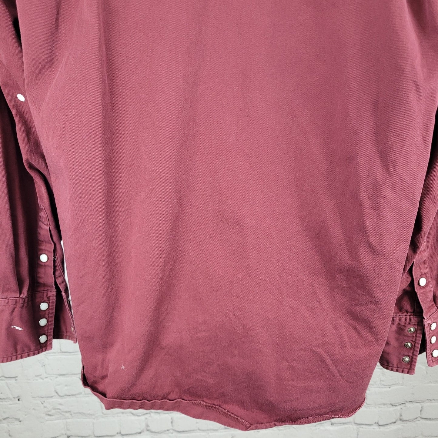 VTG Wrangler Dark Red Cowboy Workwear Western Pearl Snap Long Sleeve Shirt 2XL