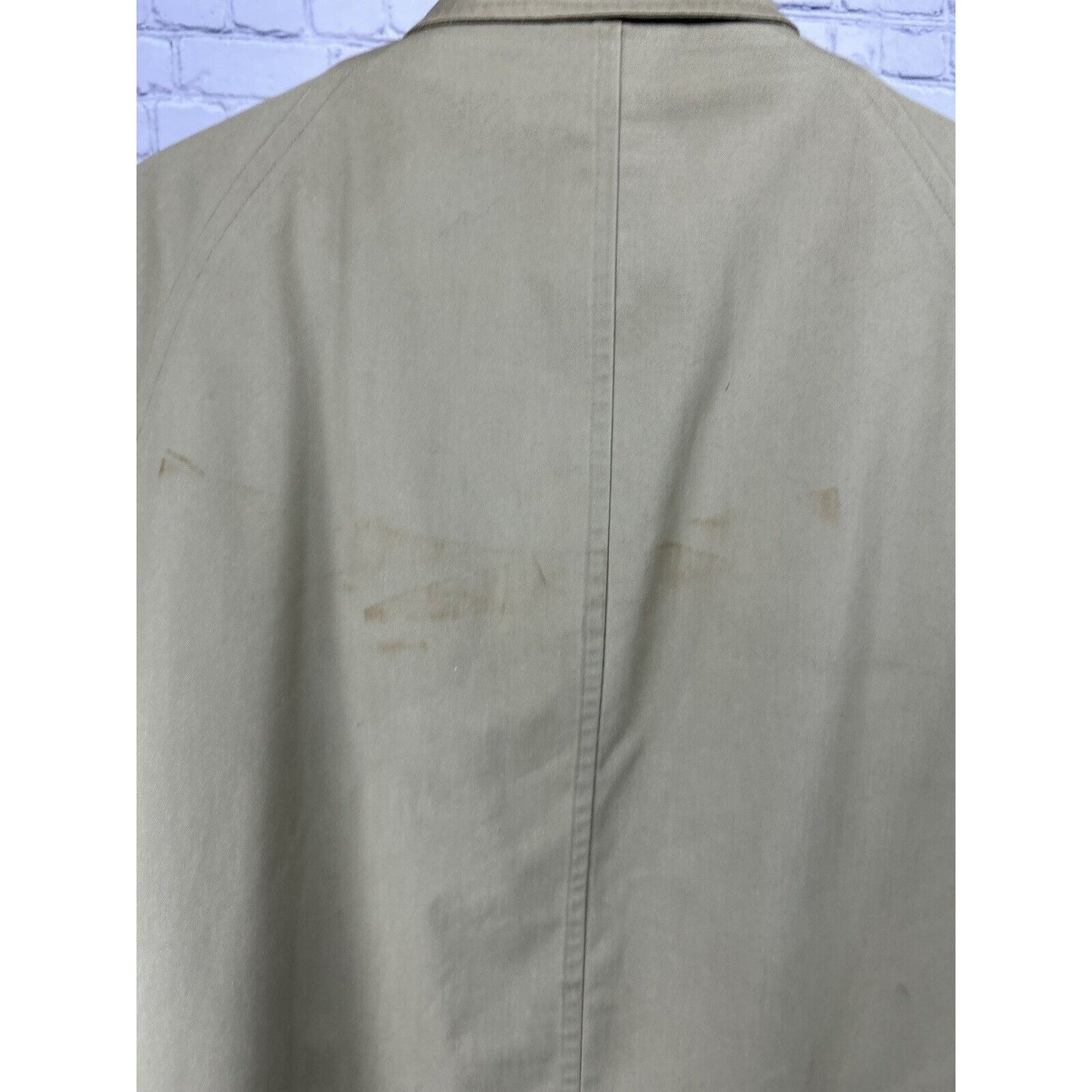 VTG London Fog Claeth Cloth Khaki Faux Fur Lined Trench Coat Mens Size 44 X Long