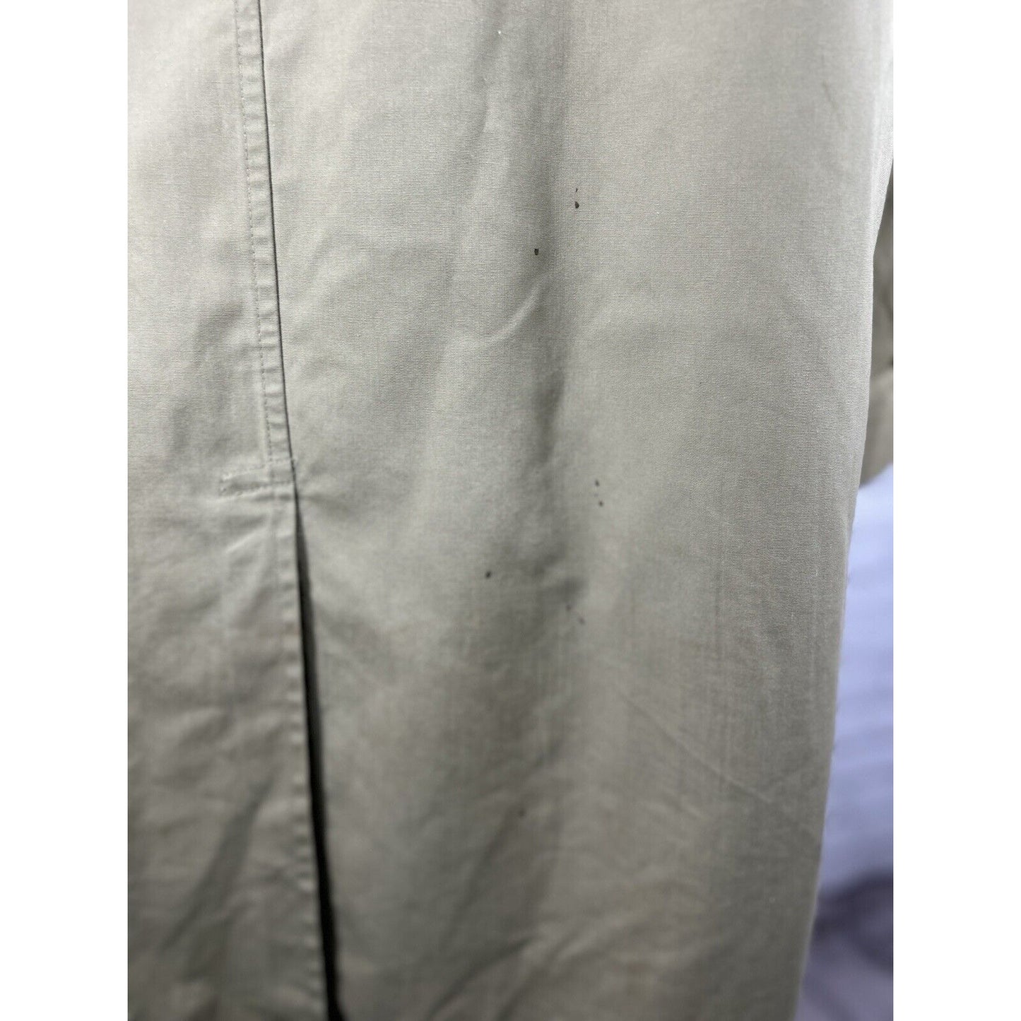 VTG London Fog Claeth Cloth Khaki Faux Fur Lined Trench Coat Mens Size 44 X Long