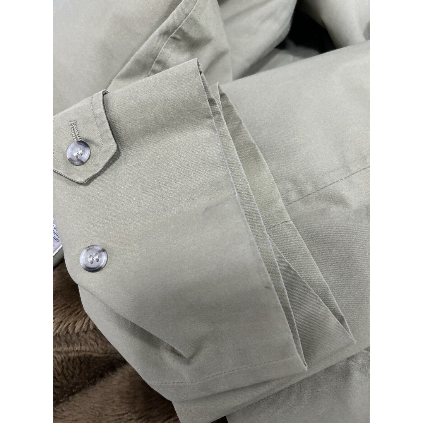 VTG London Fog Claeth Cloth Khaki Faux Fur Lined Trench Coat Mens Size 44 X Long