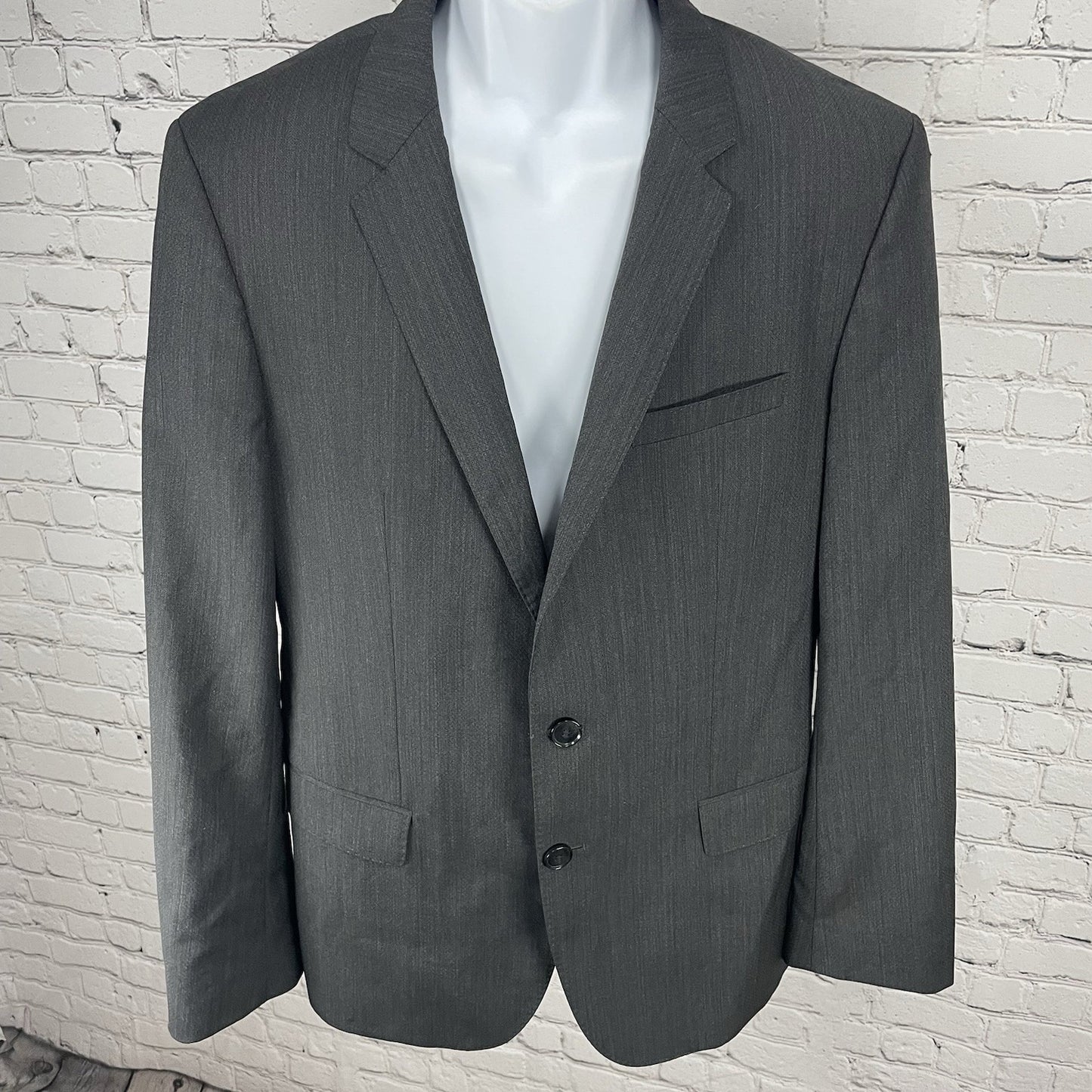 Hugo Grey Wool Blend 2 Button Double Vented Notch Blazer Sport Coat Size 42R