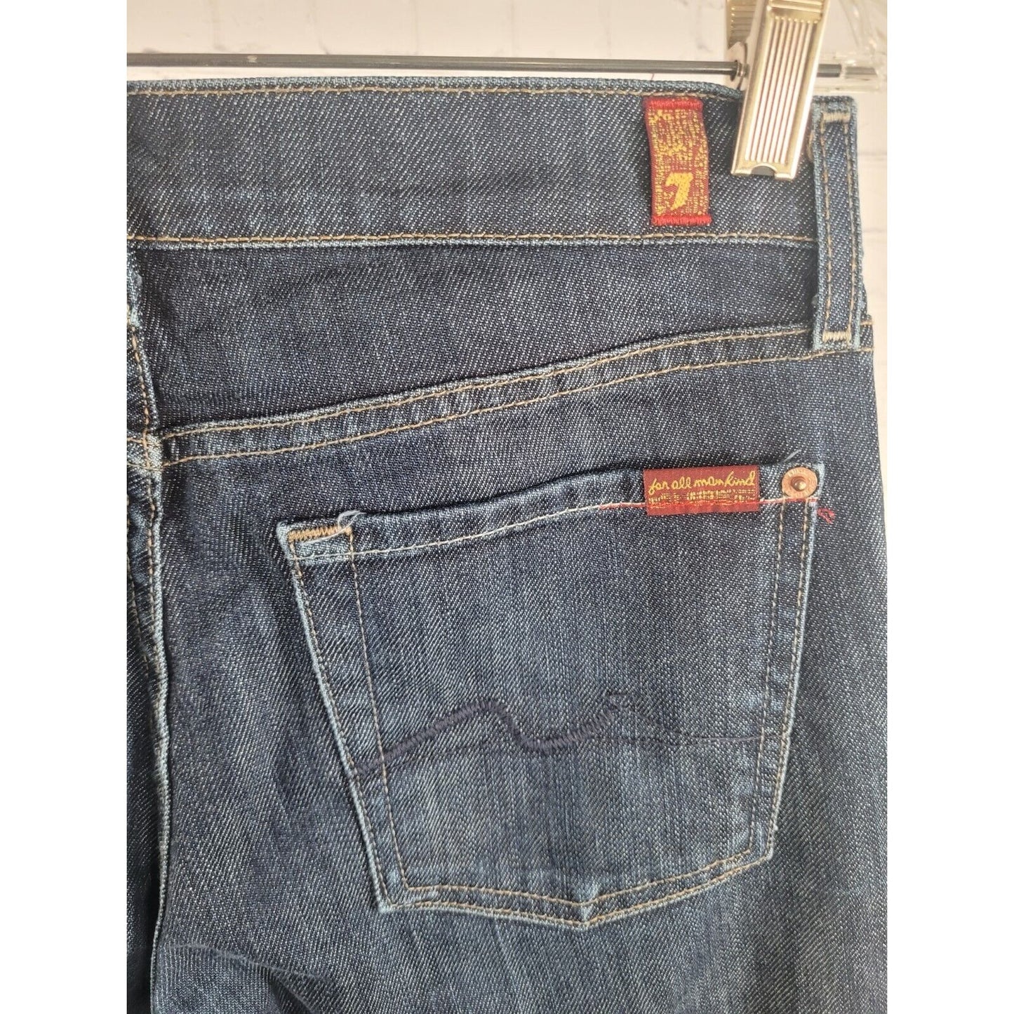7 For All Mankind Bootcut Distressed Ankle Dark Wash Jeans Size 28