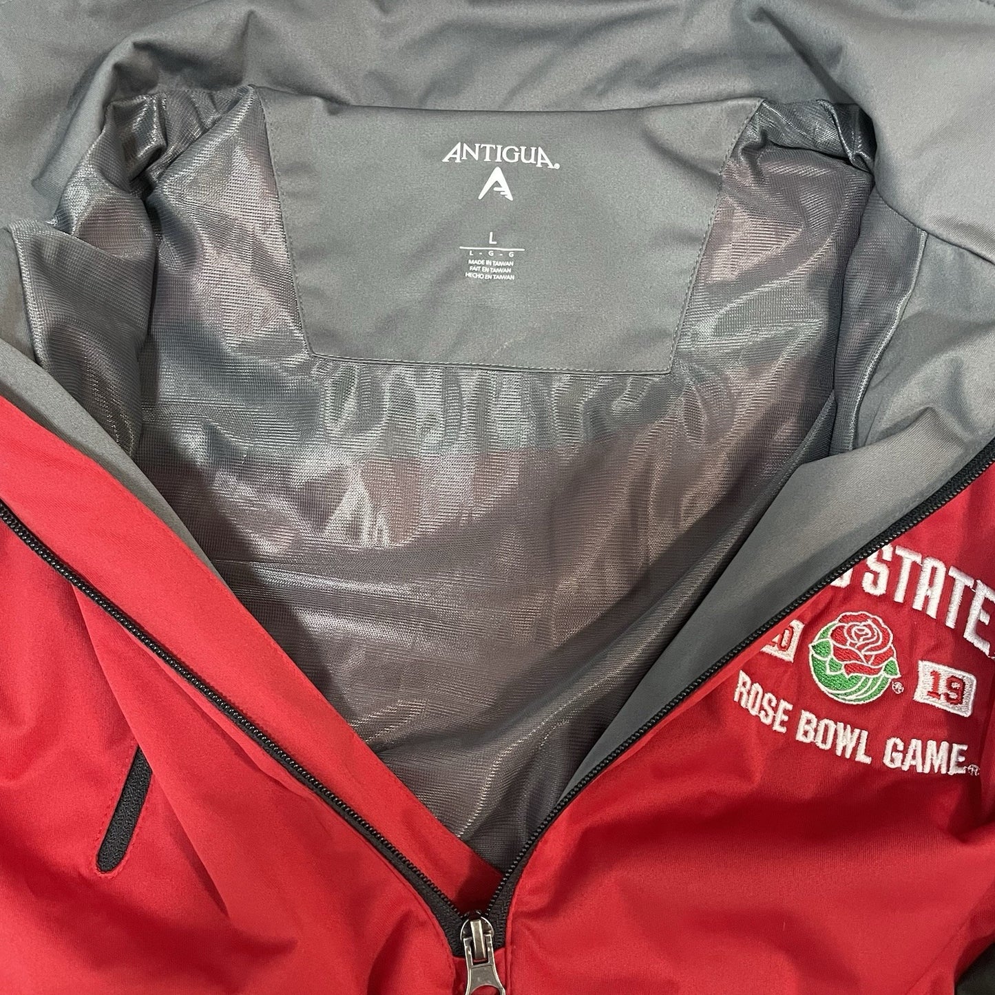 Antigua Red Ohio State Rose Bowl Game 2019 Pullover Zipped Jacket Size Large L