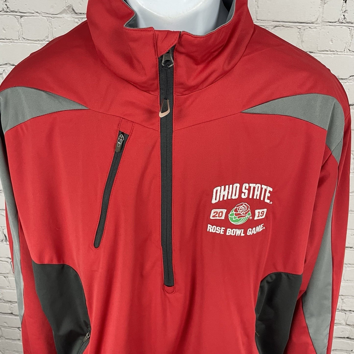 Antigua Red Ohio State Rose Bowl Game 2019 Pullover Zipped Jacket Size Large L