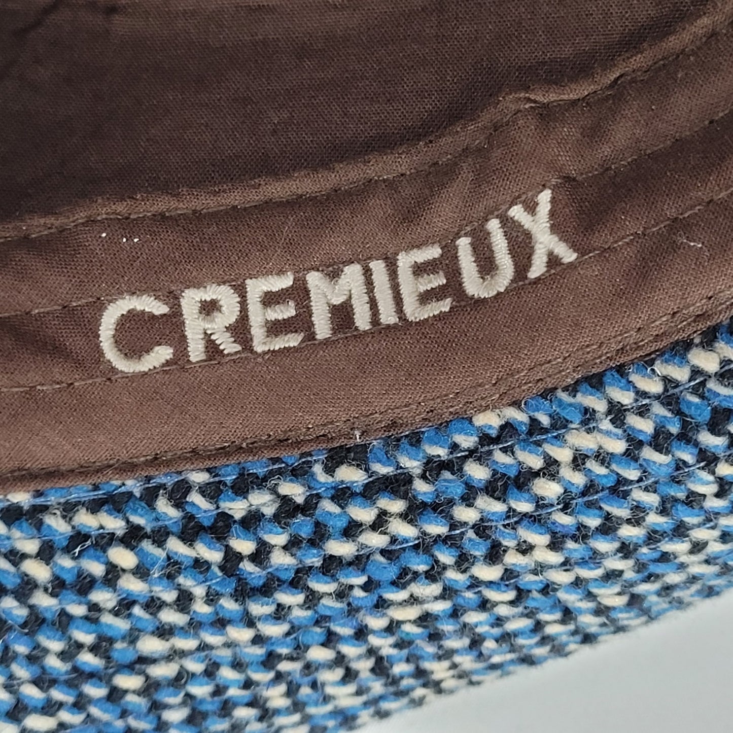 Cremieux Blue & Black Woven Cotton Lined Fedora Hat Size Large L/XL