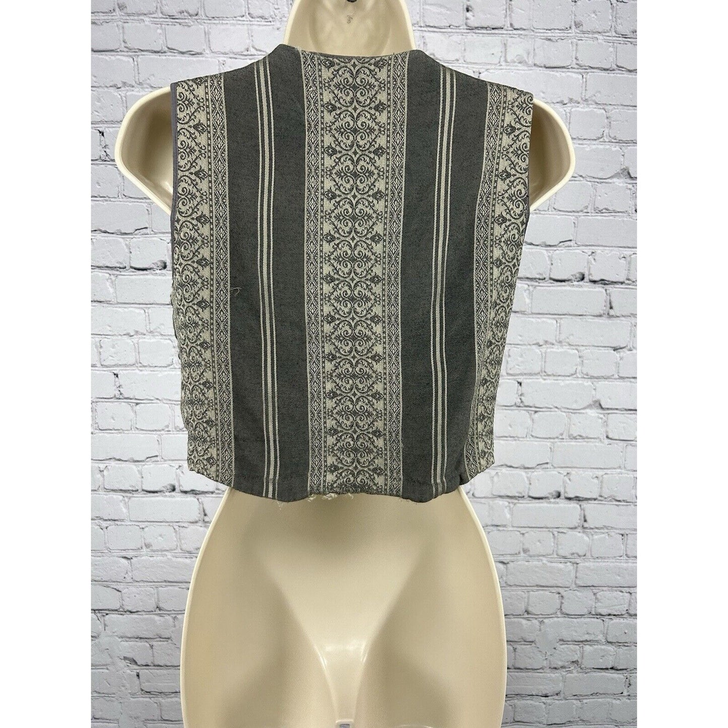 VTG Emanuel Ungaro Petite Gray Cropped Front Full Zip Closure Women’s Vest 6P