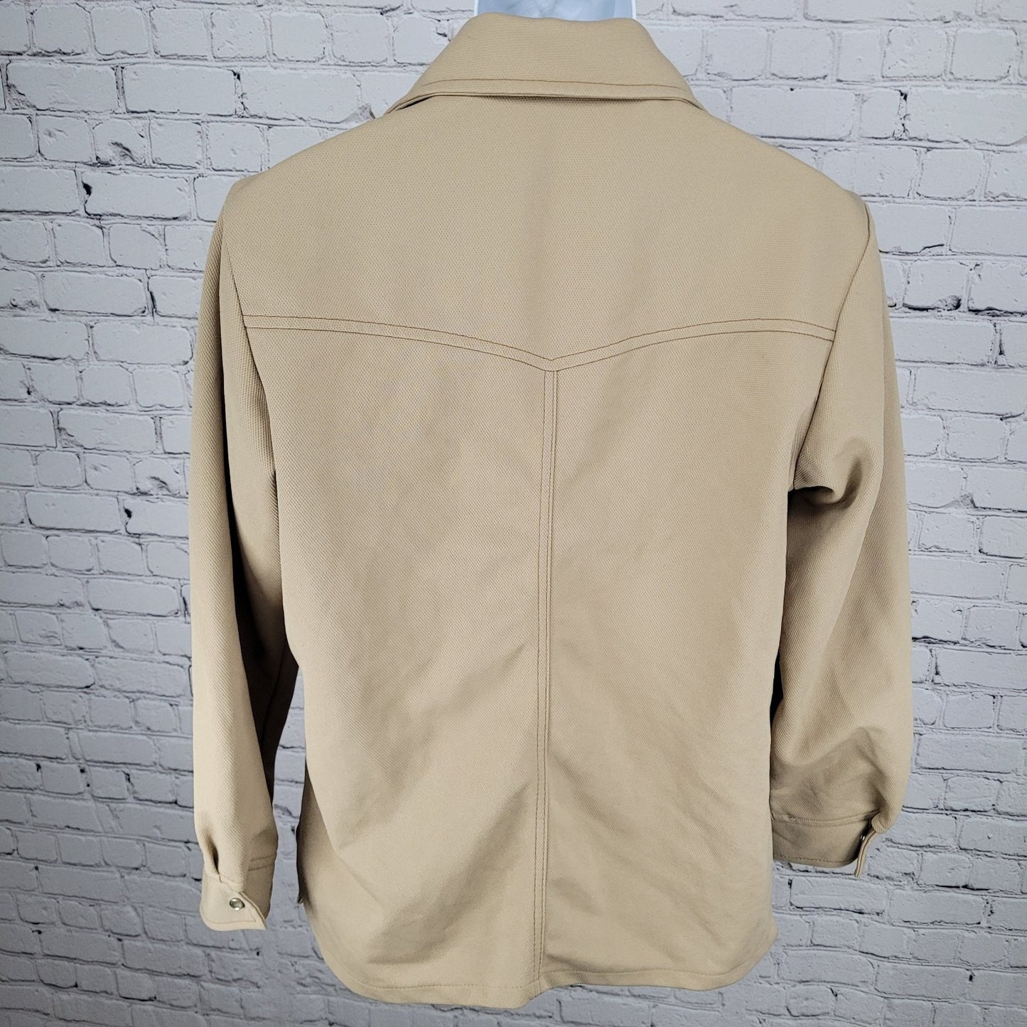 VTG Farah Tan Western Cowboy Pearl Snap Long Sleeve Collared Heavy Shirt 44R