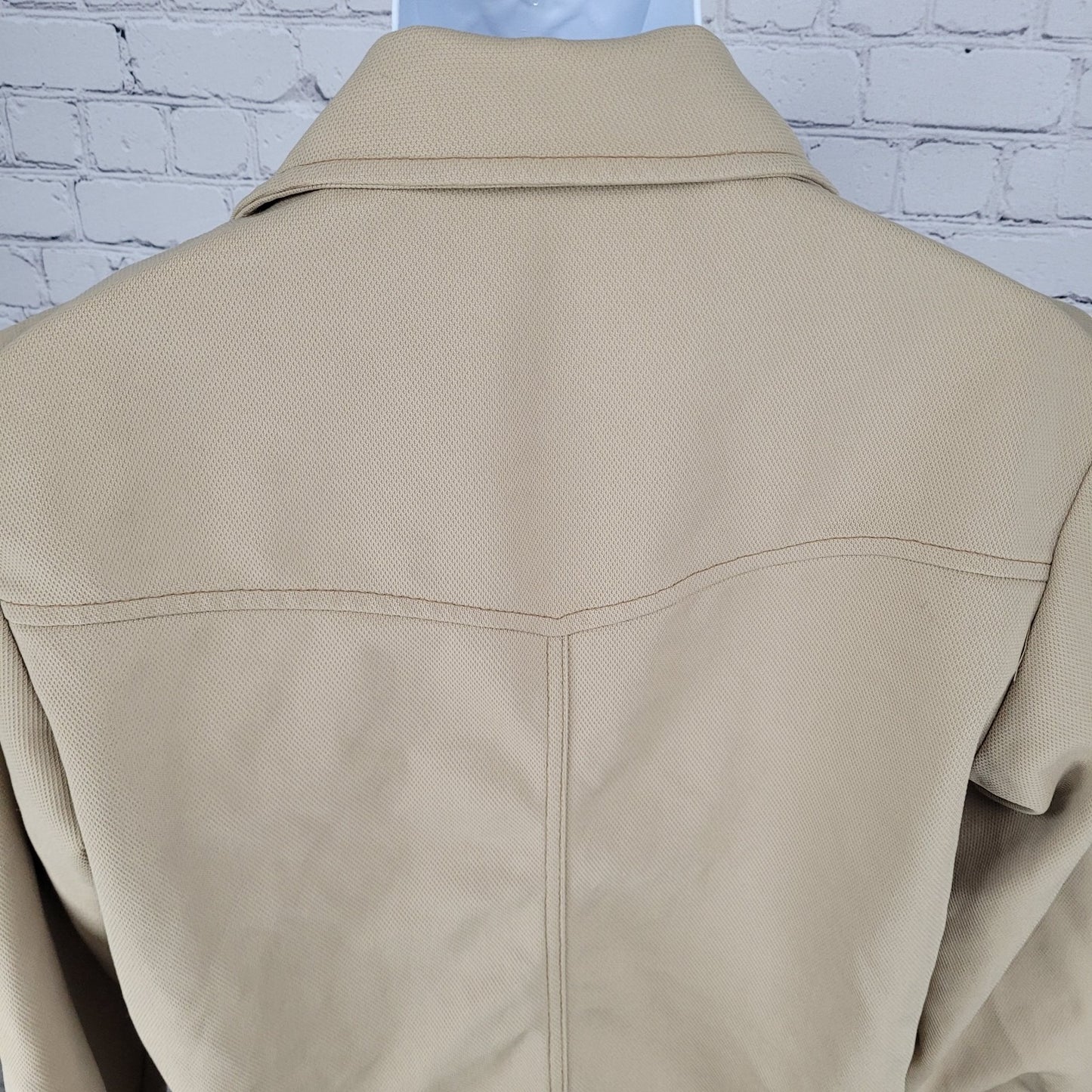 VTG Farah Tan Western Cowboy Pearl Snap Long Sleeve Collared Heavy Shirt 44R