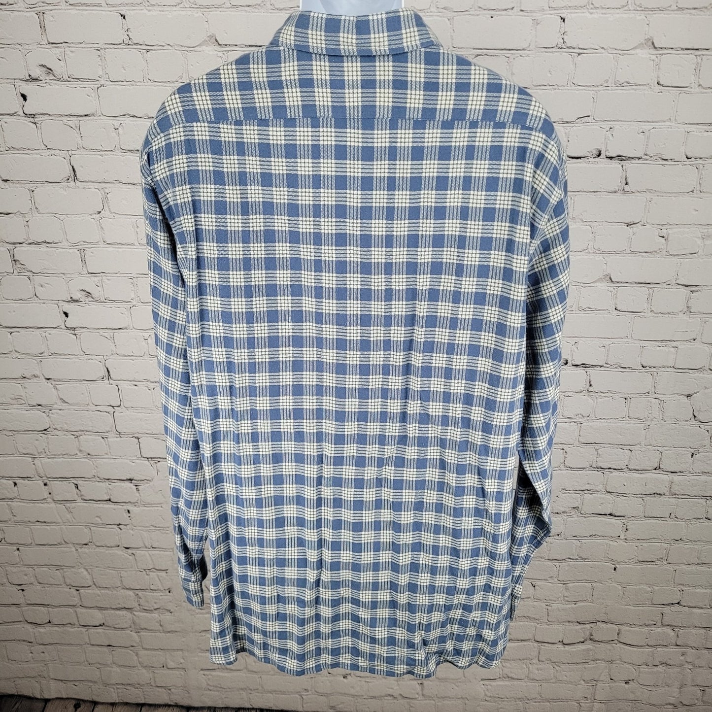 Polo Jeans Co Ralph Lauren Blue Check 100% Cotton Flannel Button Shirt Size XXL