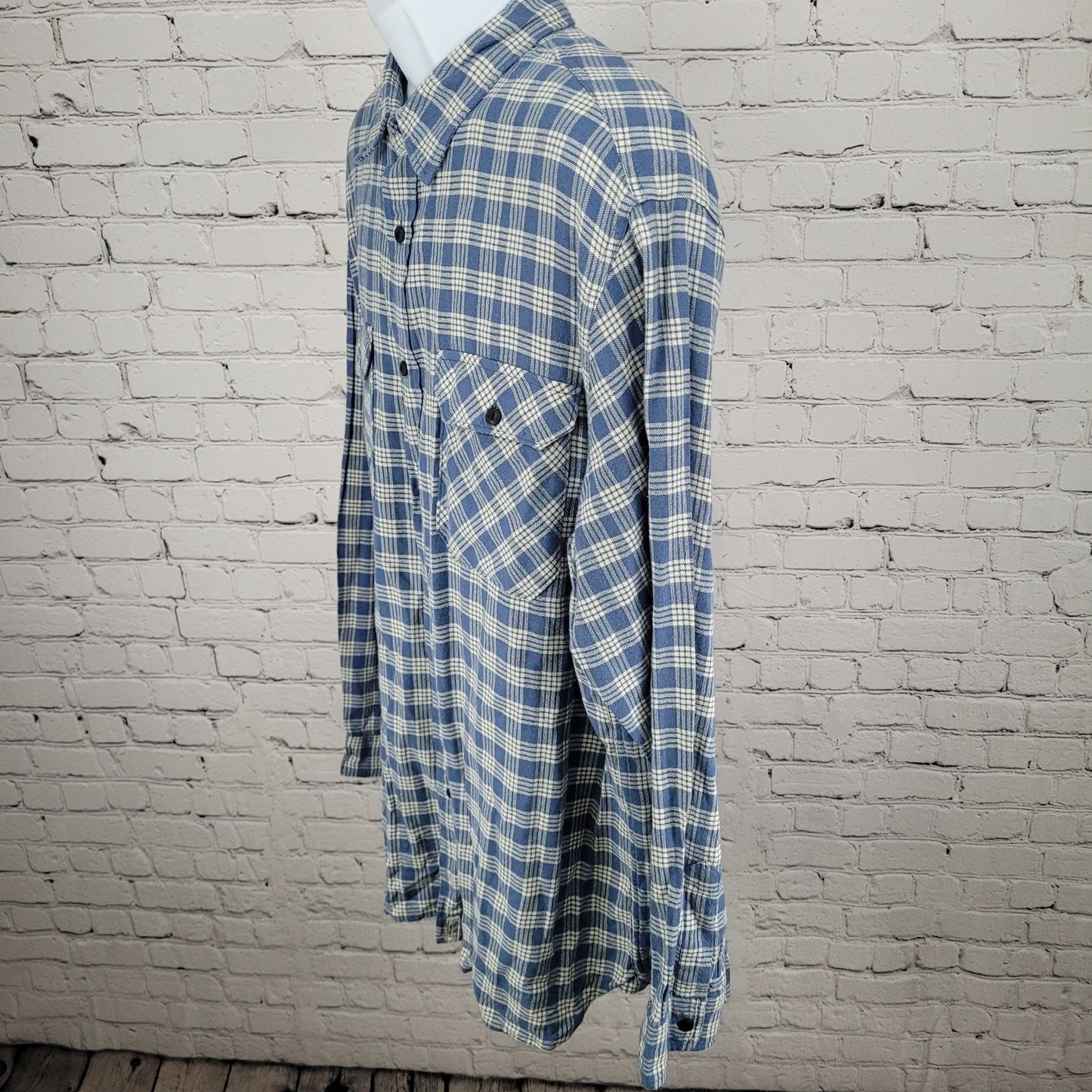 Polo Jeans Co Ralph Lauren Blue Check 100% Cotton Flannel Button Shirt Size XXL