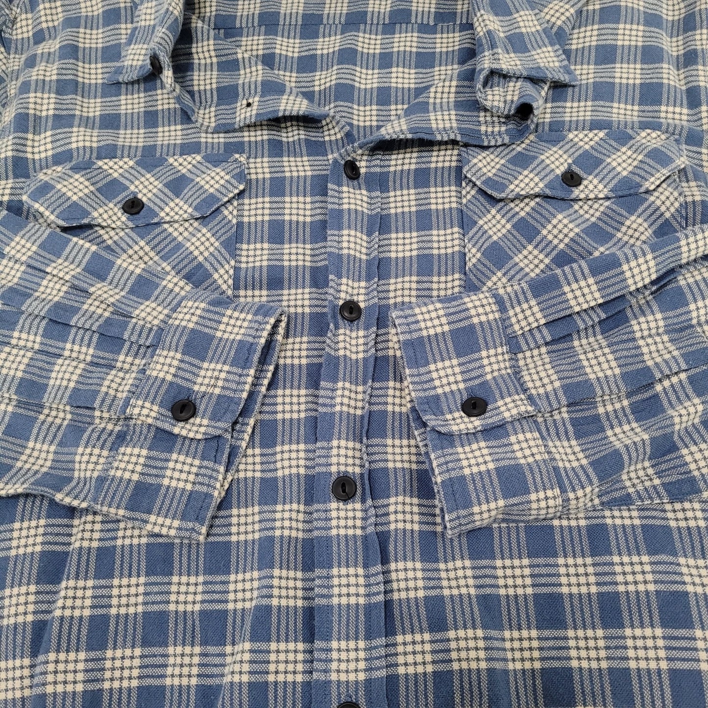 Polo Jeans Co Ralph Lauren Blue Check 100% Cotton Flannel Button Shirt Size XXL