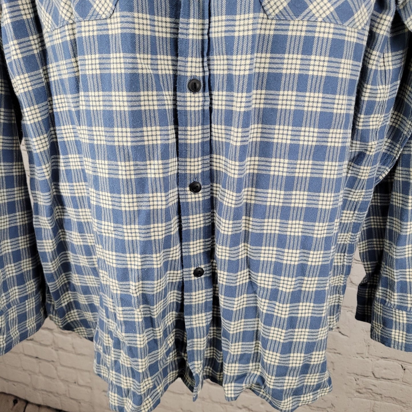 Polo Jeans Co Ralph Lauren Blue Check 100% Cotton Flannel Button Shirt Size XXL