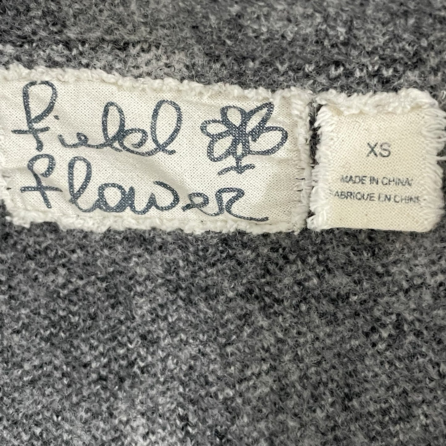 Field Flower Anthropologie Grey Plaid 100% Wool Open Jacket Pockets Size XS