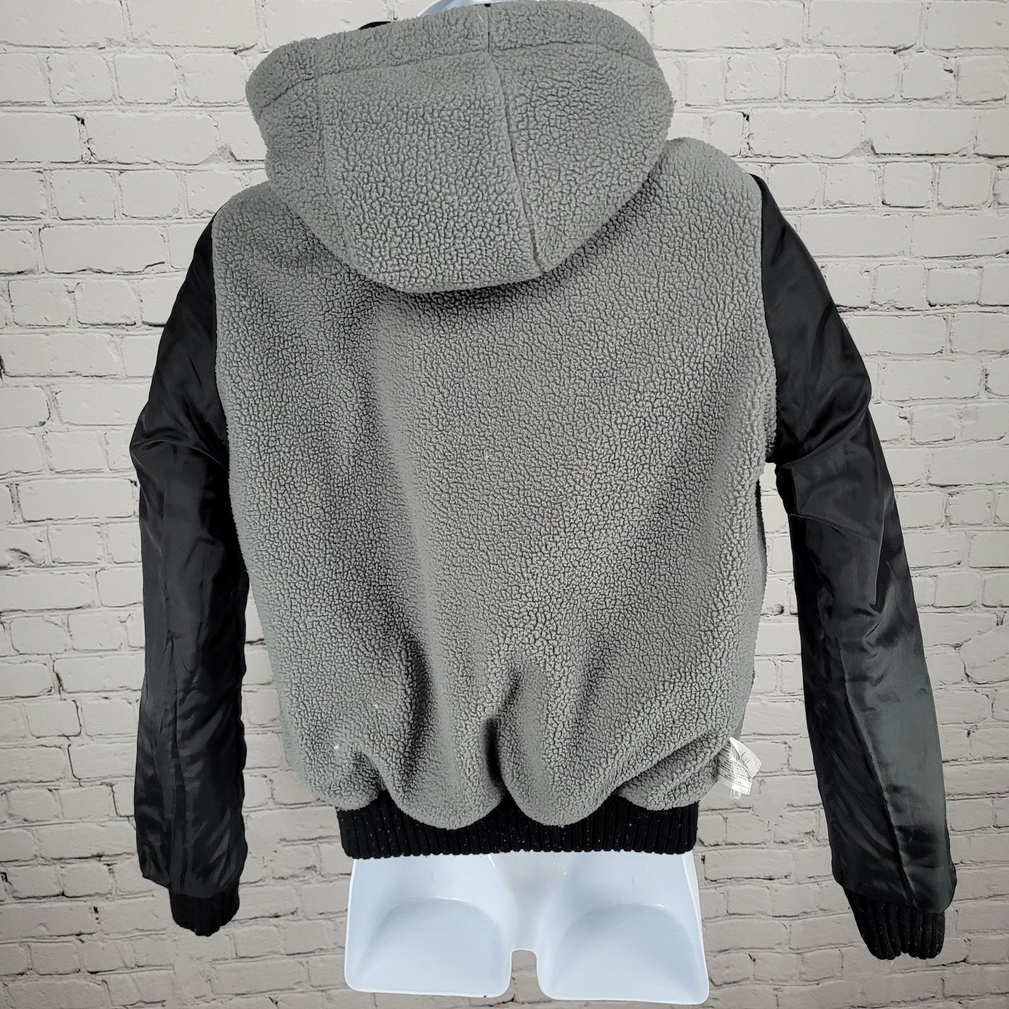 Burton Black Cotton Twill Hooded Sherpa Fleece Lined Full Zip & Snap Jacket S