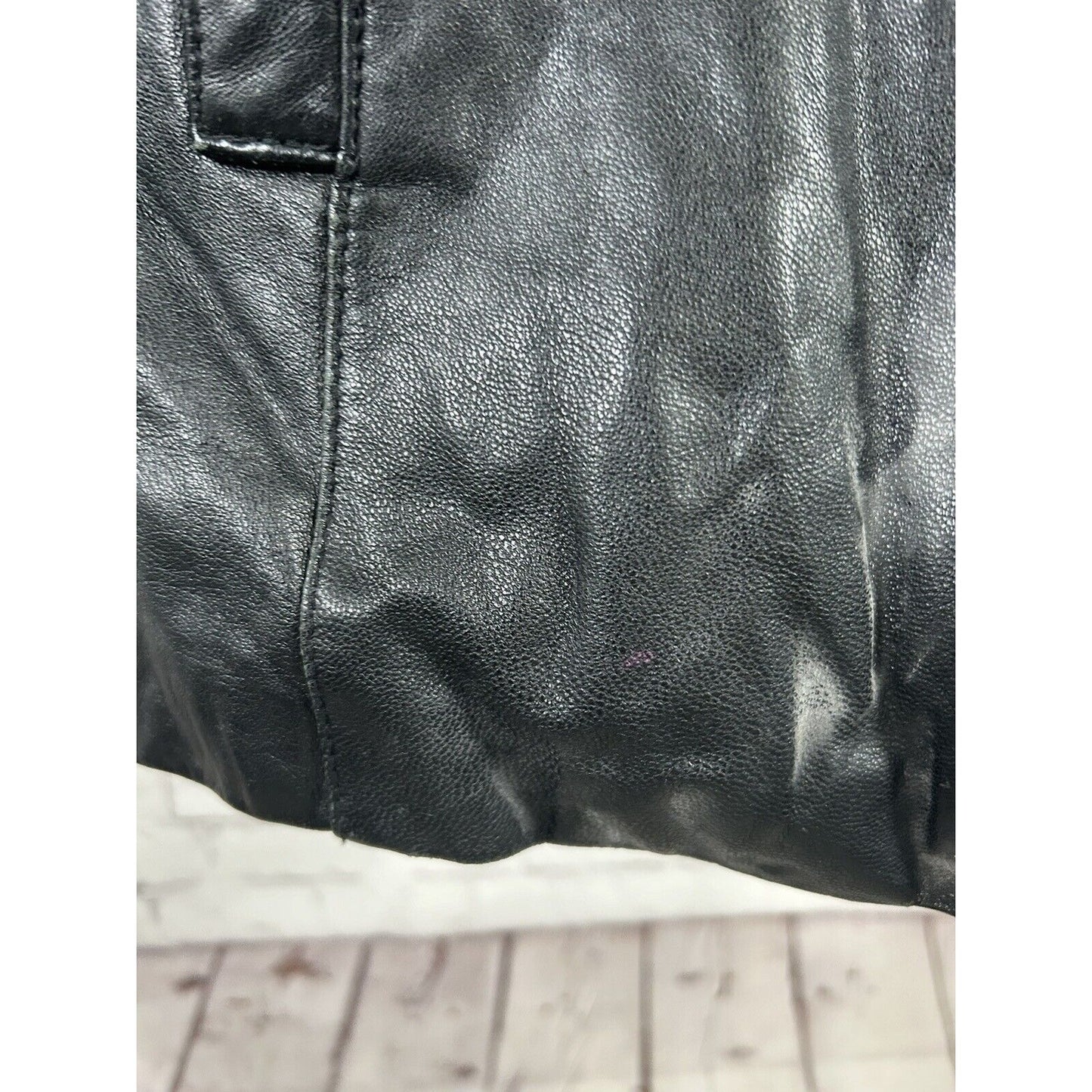 Accents By Comint Solid Black Button Up Genuine Leather Biker Jacket Women’s M